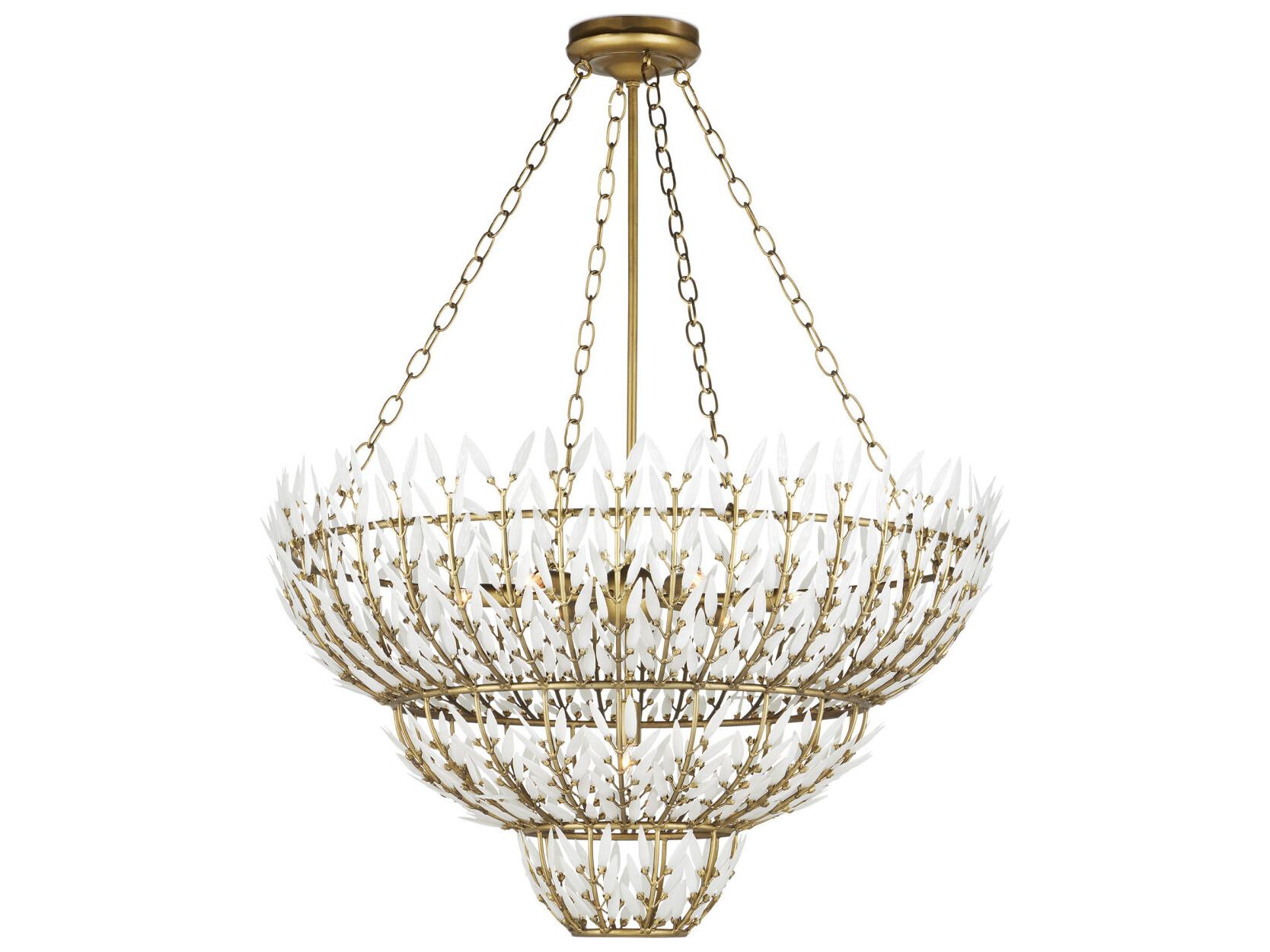 Currey & Company Magnum Opus 7-Light Brass White Glass Chandelier
