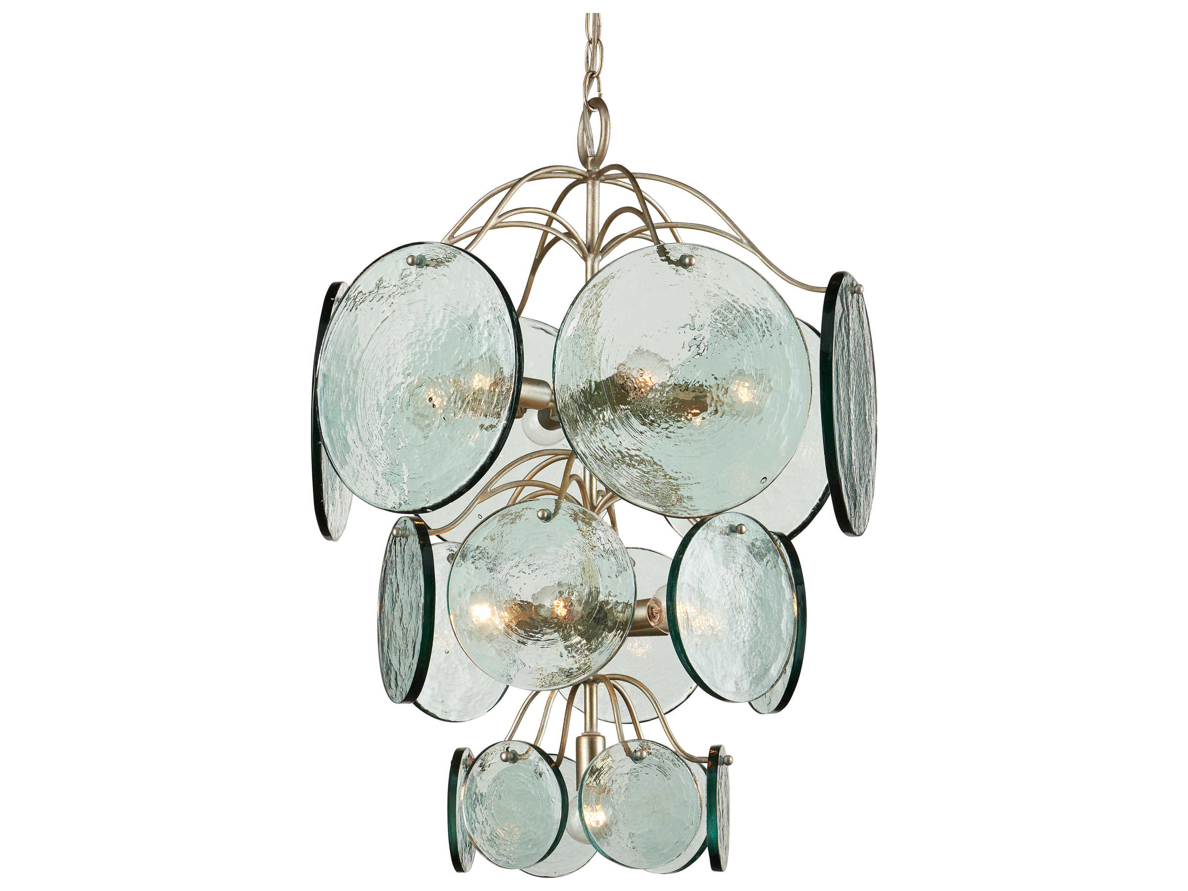 Currey & Company Rovigo 13-Light Clear Silver Leaf Tiered Chandelier
