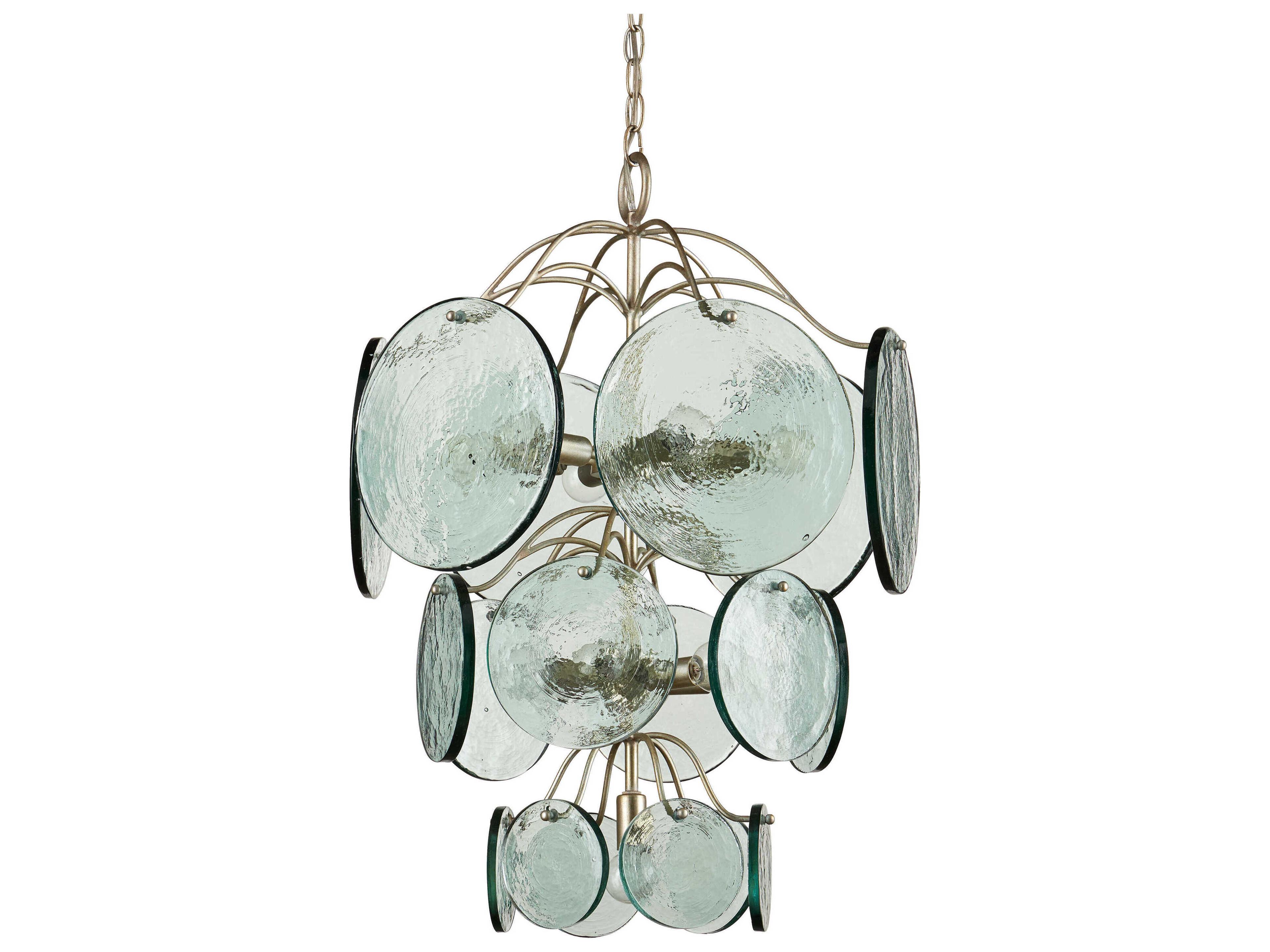 Currey & Company Rovigo 13-Light Clear Silver Leaf Tiered Chandelier