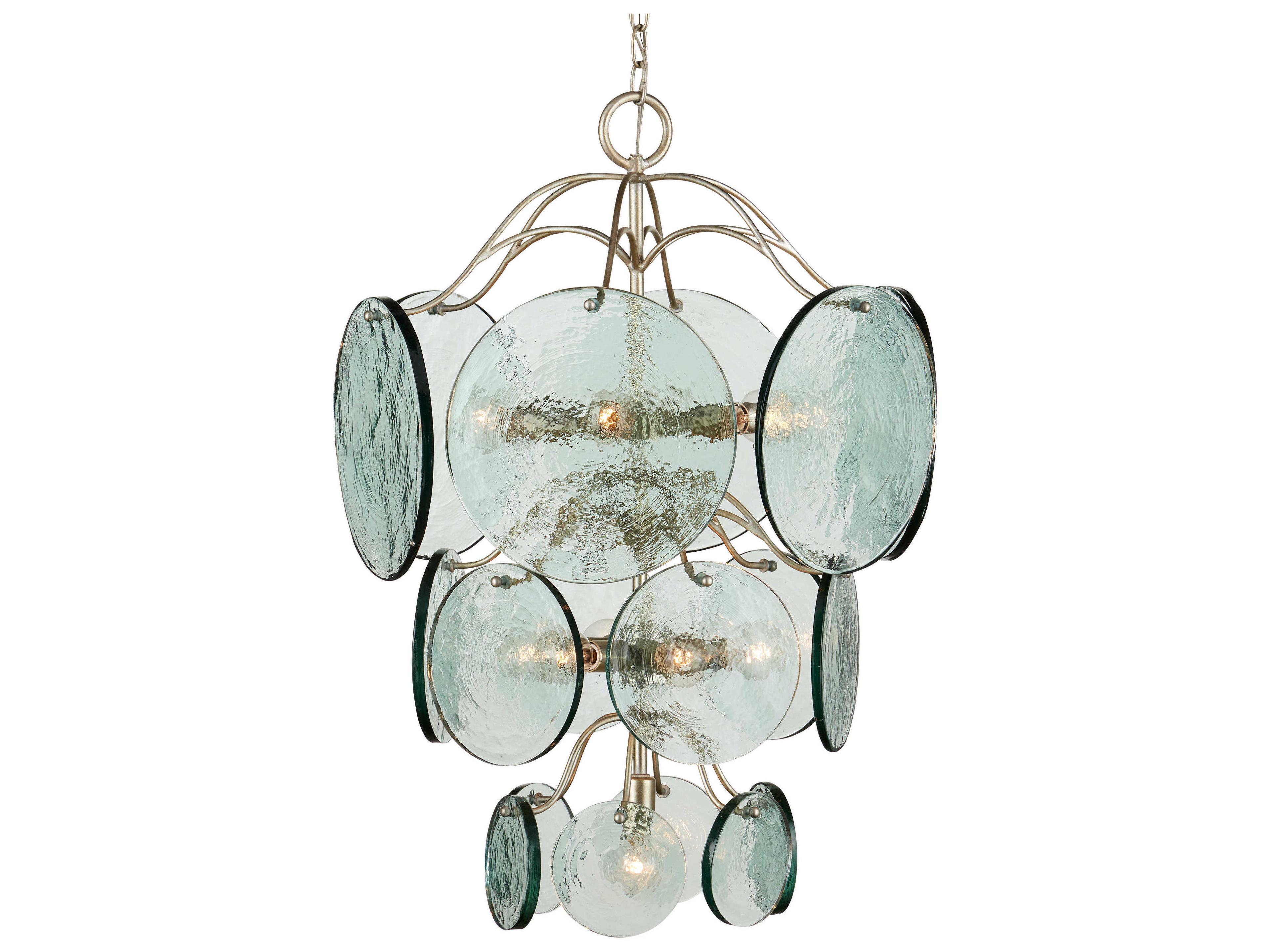 Currey & Company Rovigo 13-Light Clear Silver Leaf Tiered Chandelier