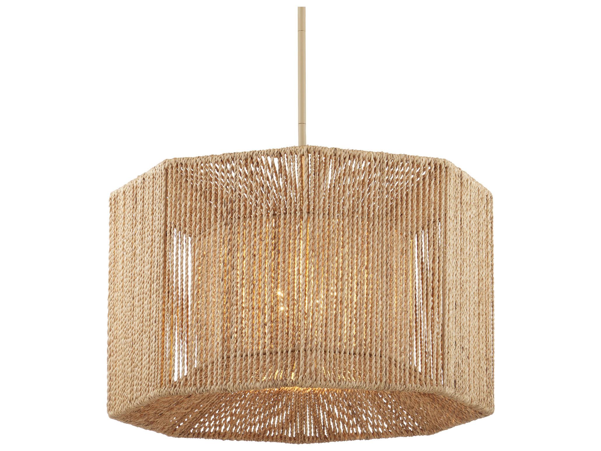Currey & Company Mereworth 4-Light Beige Natural Brown Geometric Chandelier