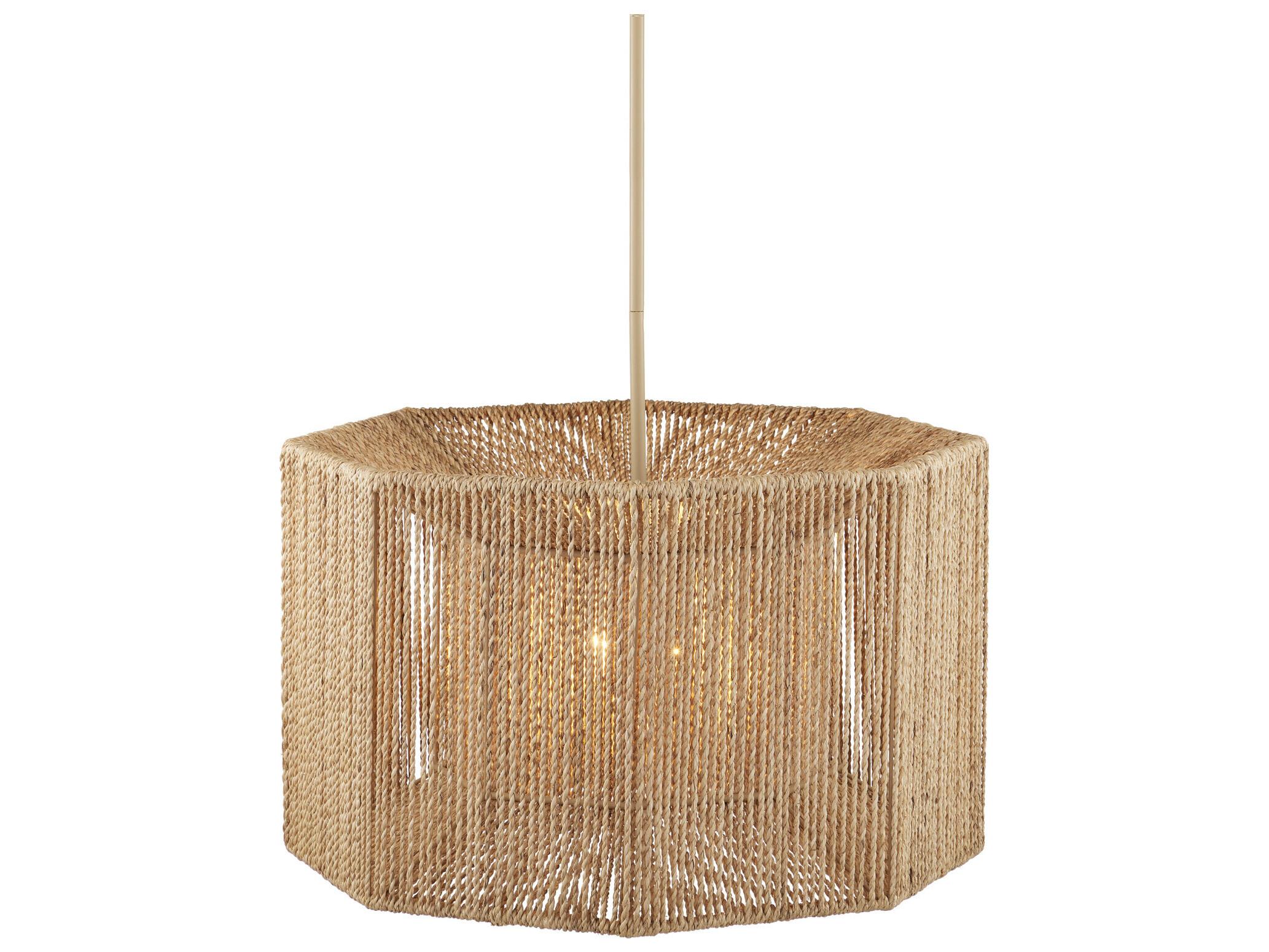 Currey & Company Mereworth 4-Light Beige Natural Brown Geometric Chandelier