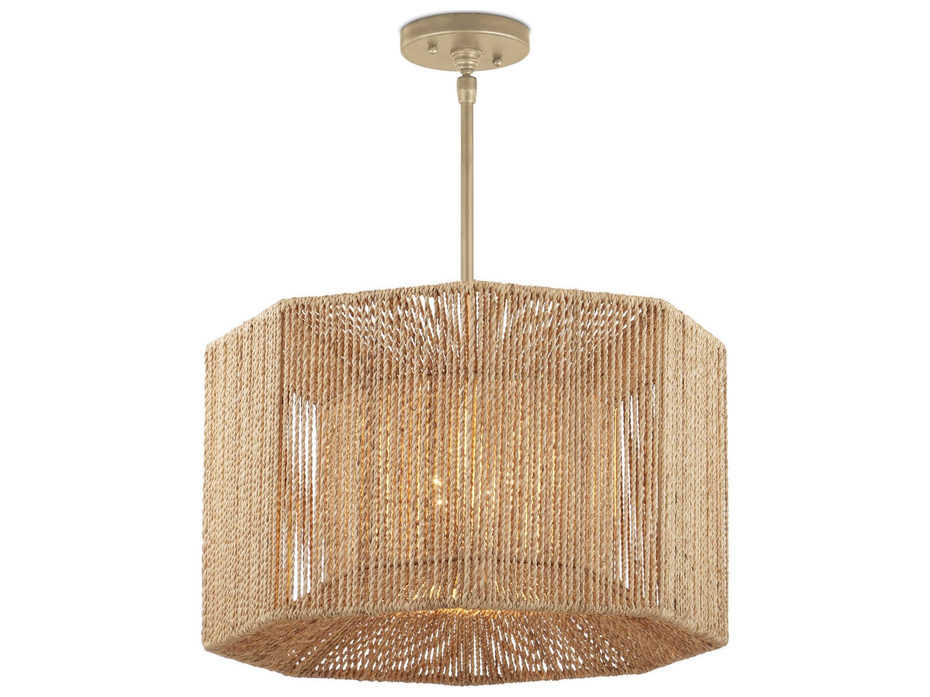 Currey & Company Mereworth 4-Light Beige Natural Brown Geometric Chandelier