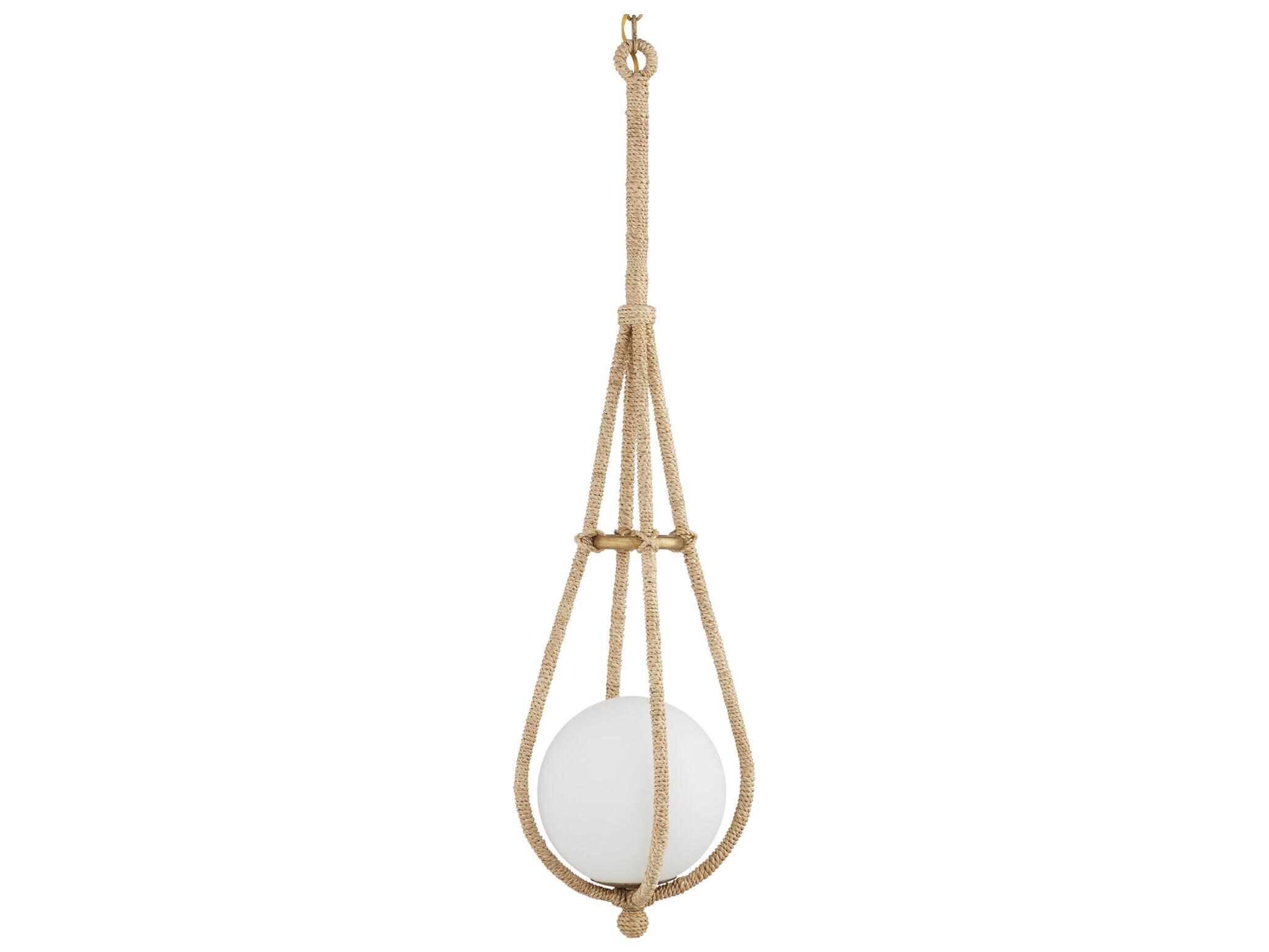 Currey & Company Passageway 1-Light Natural Dorado Gold Frosted White Brass Glass Globe Mini Pendant