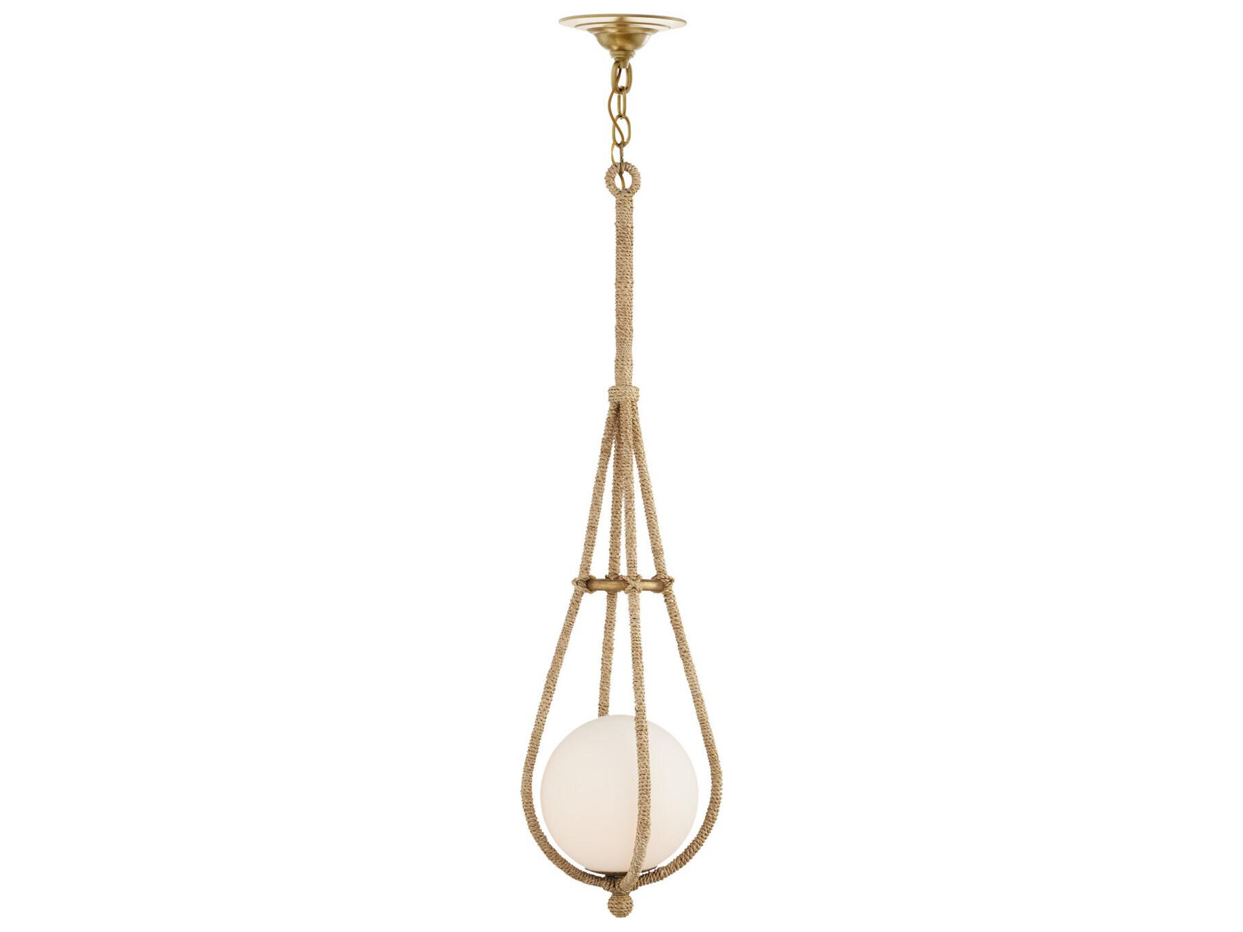 Currey & Company Passageway 1-Light Natural Dorado Gold Frosted White Brass Glass Globe Mini Pendant