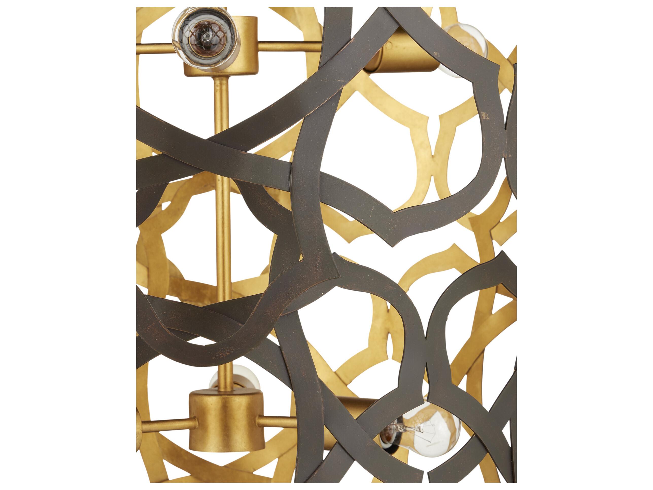 Currey & Company Mauresque 6-Light Bronze Gold Contemporary Leaf Chandelier