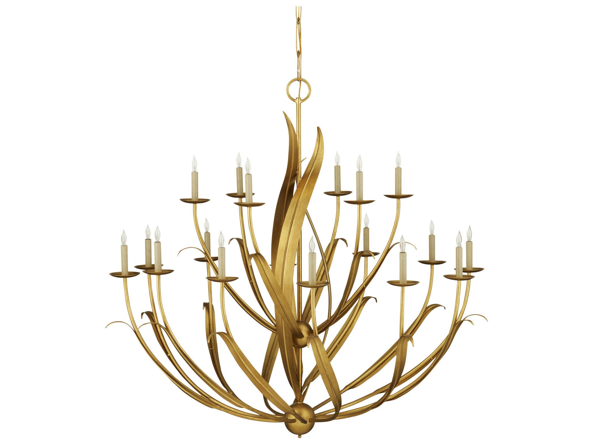 Currey & Company Menefee 18-Light8-Light Antique Gold Leaf Candelabra Chandelier