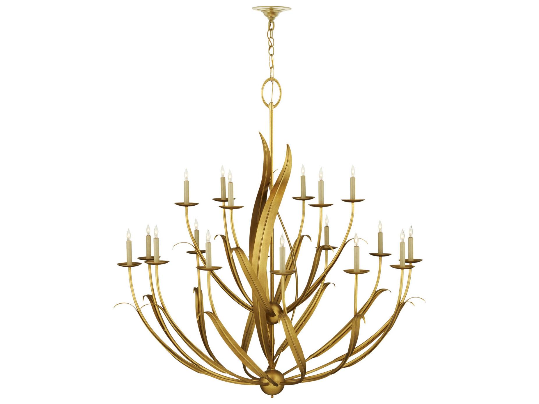 Currey & Company Menefee 18-Light8-Light Antique Gold Leaf Candelabra Chandelier