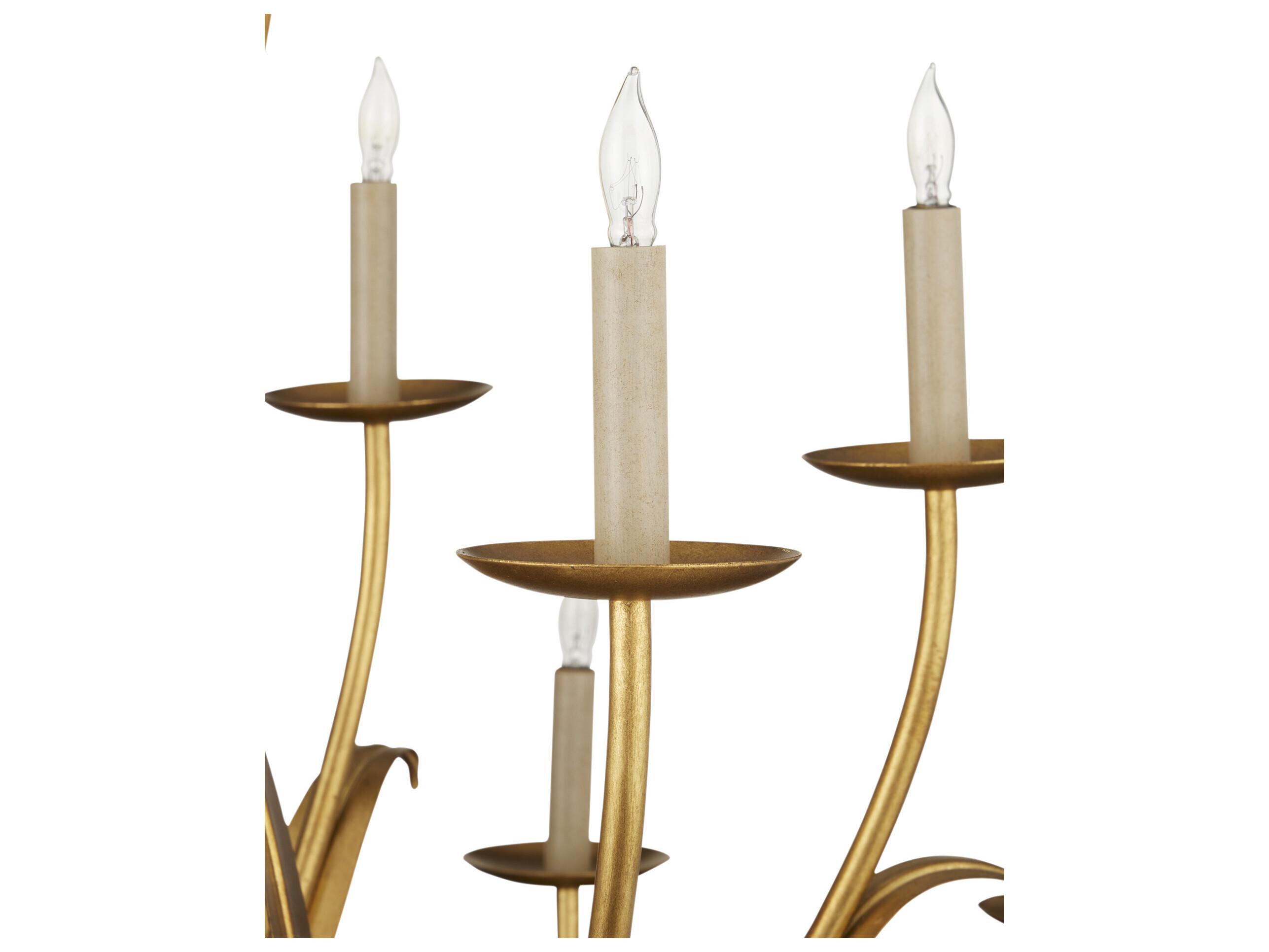 Currey & Company Menefee 18-Light8-Light Antique Gold Leaf Candelabra Chandelier