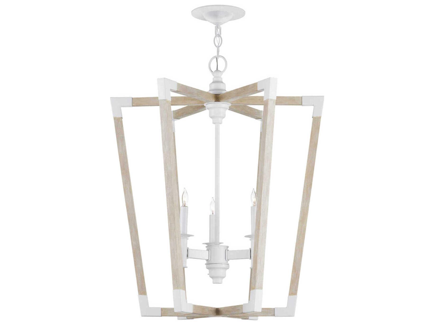 Currey & Company Bastian 3-Light Sugar White Sandstone Brown Geometric Pendant
