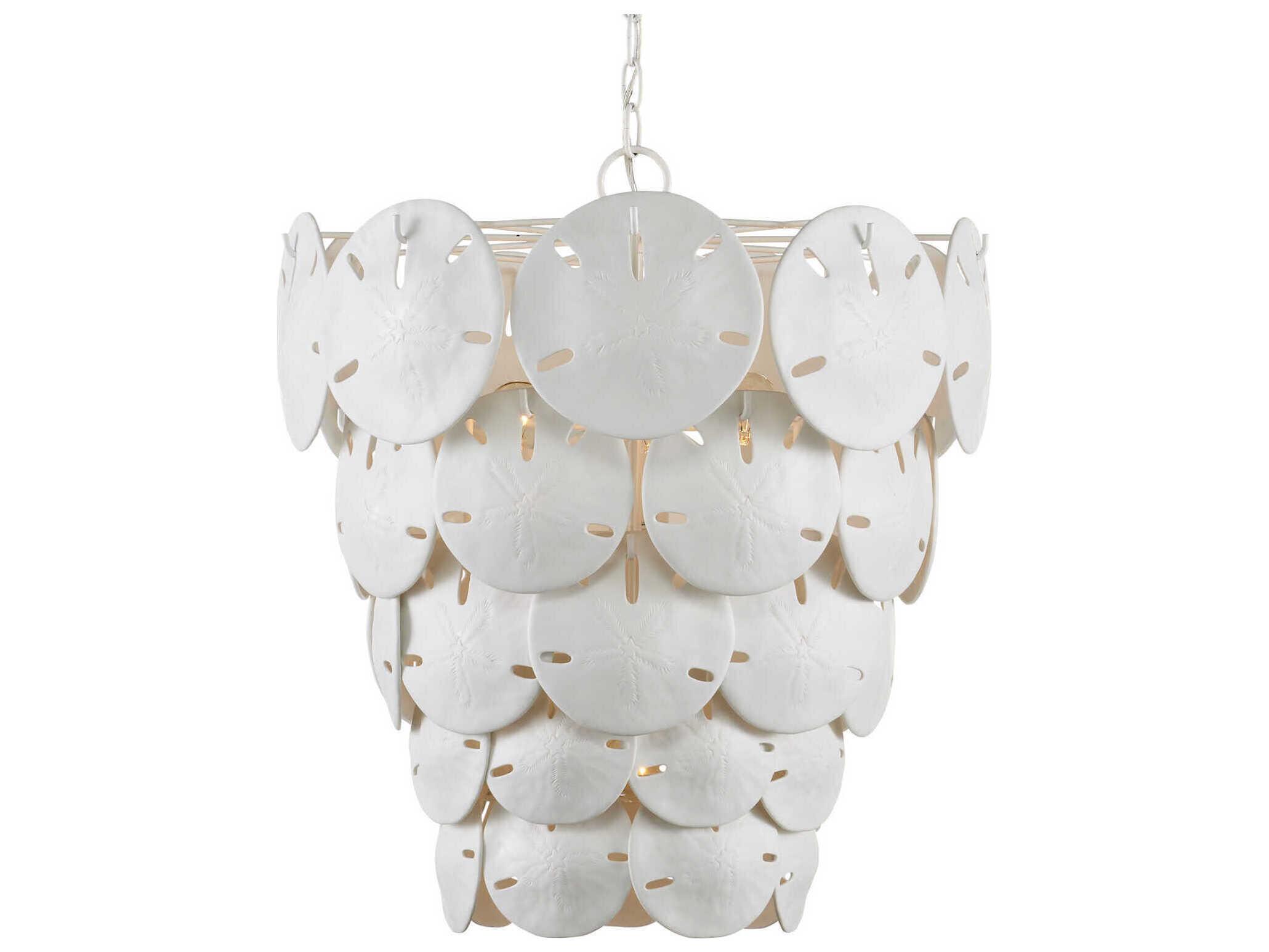Currey & Company Tulum 5-Light Sugar White Tiered Chandelier