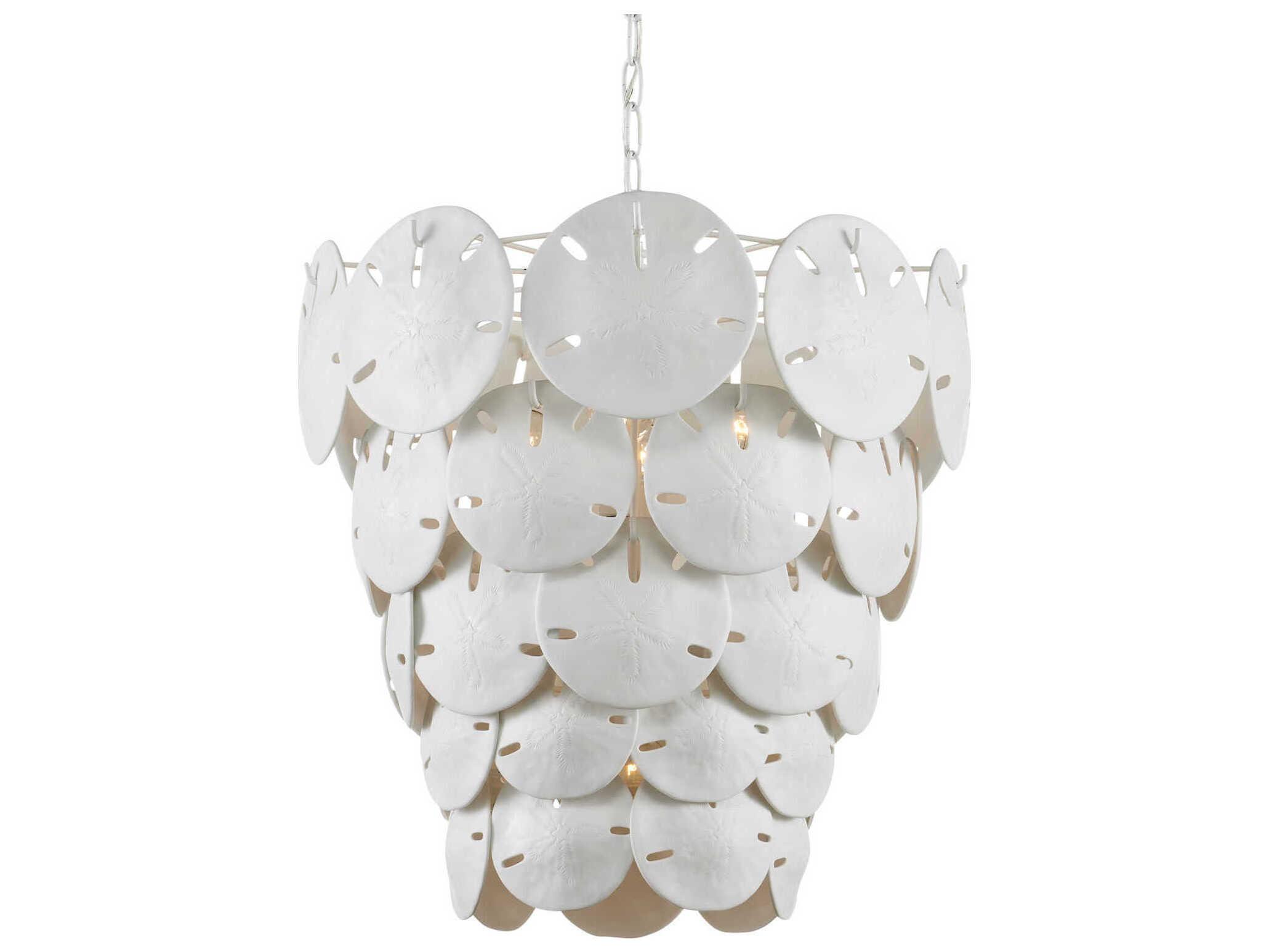 Currey & Company Tulum 5-Light Sugar White Tiered Chandelier