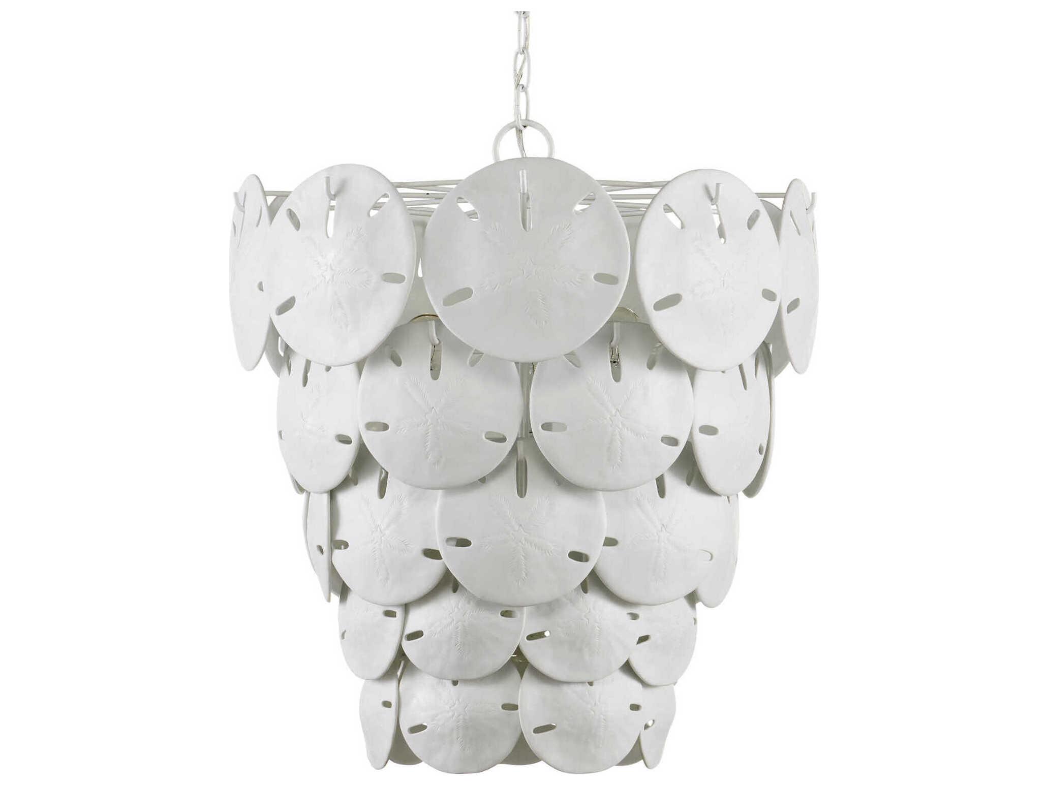 Currey & Company Tulum 5-Light Sugar White Tiered Chandelier
