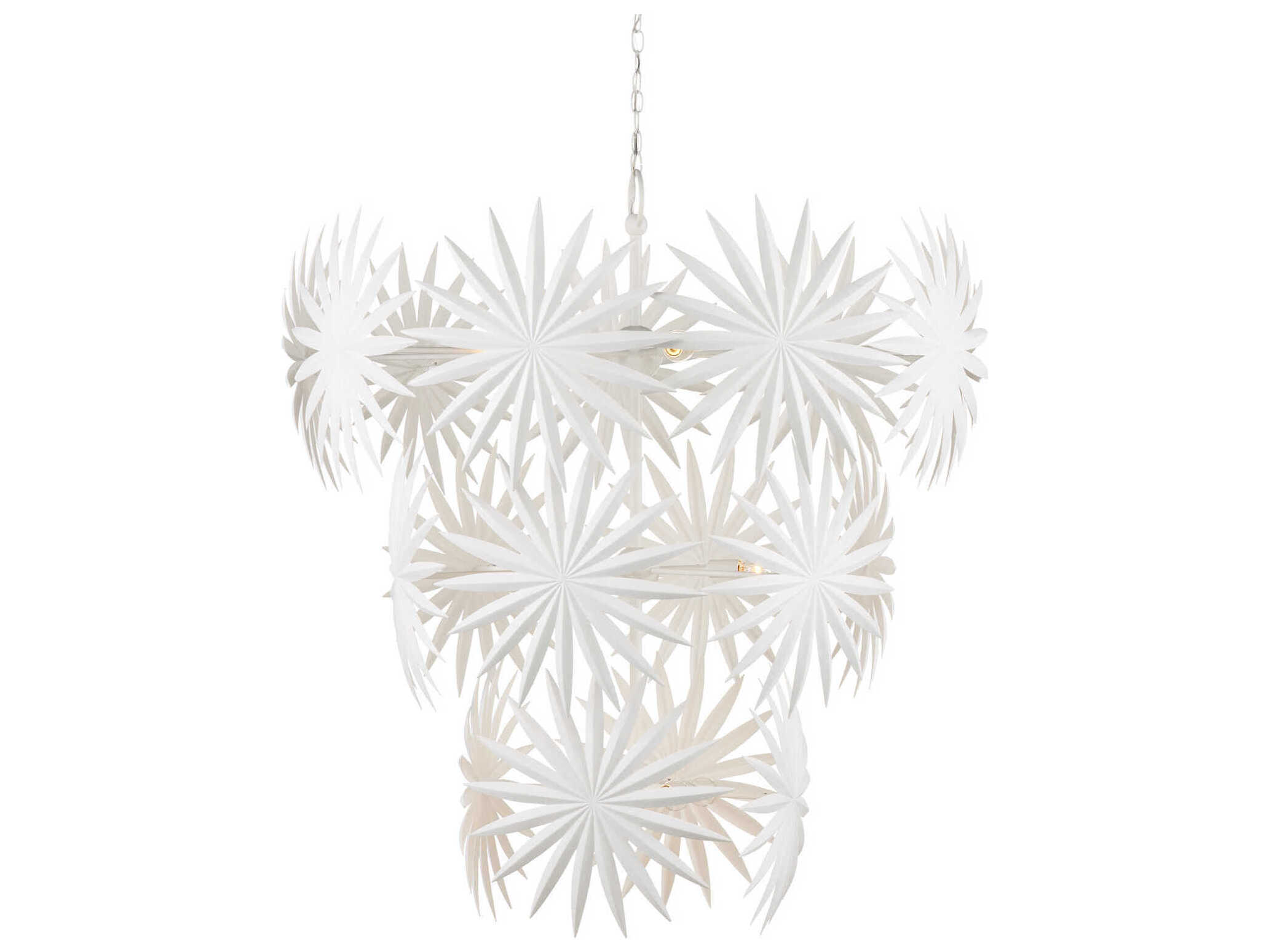 Currey & Company Bismarkia 13-Light Gesso White Chandelier