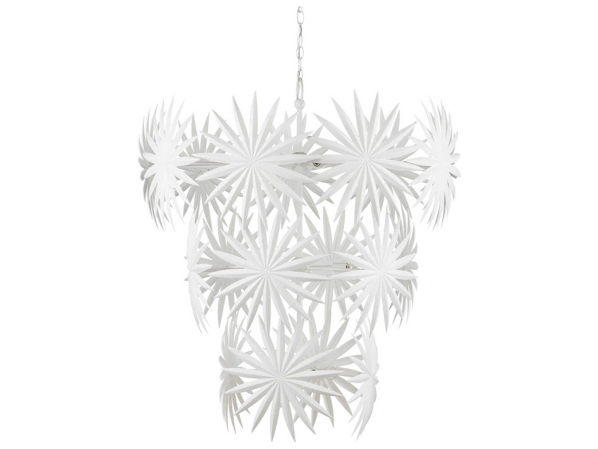 Currey & Company Bismarkia 13-Light Gesso White Chandelier