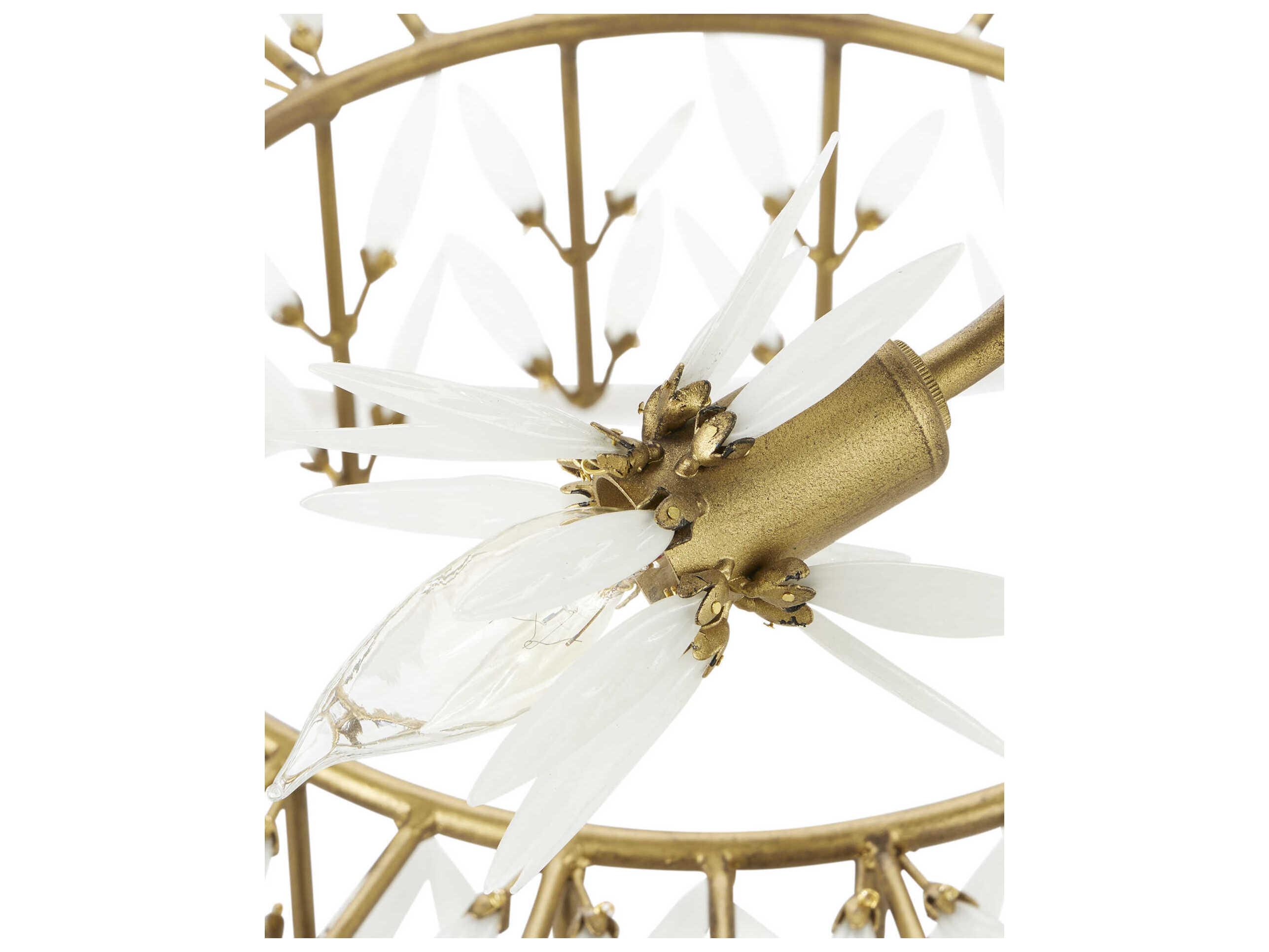 Currey & Company Magnum Opus 12-Light Brass White Glass Chandelier