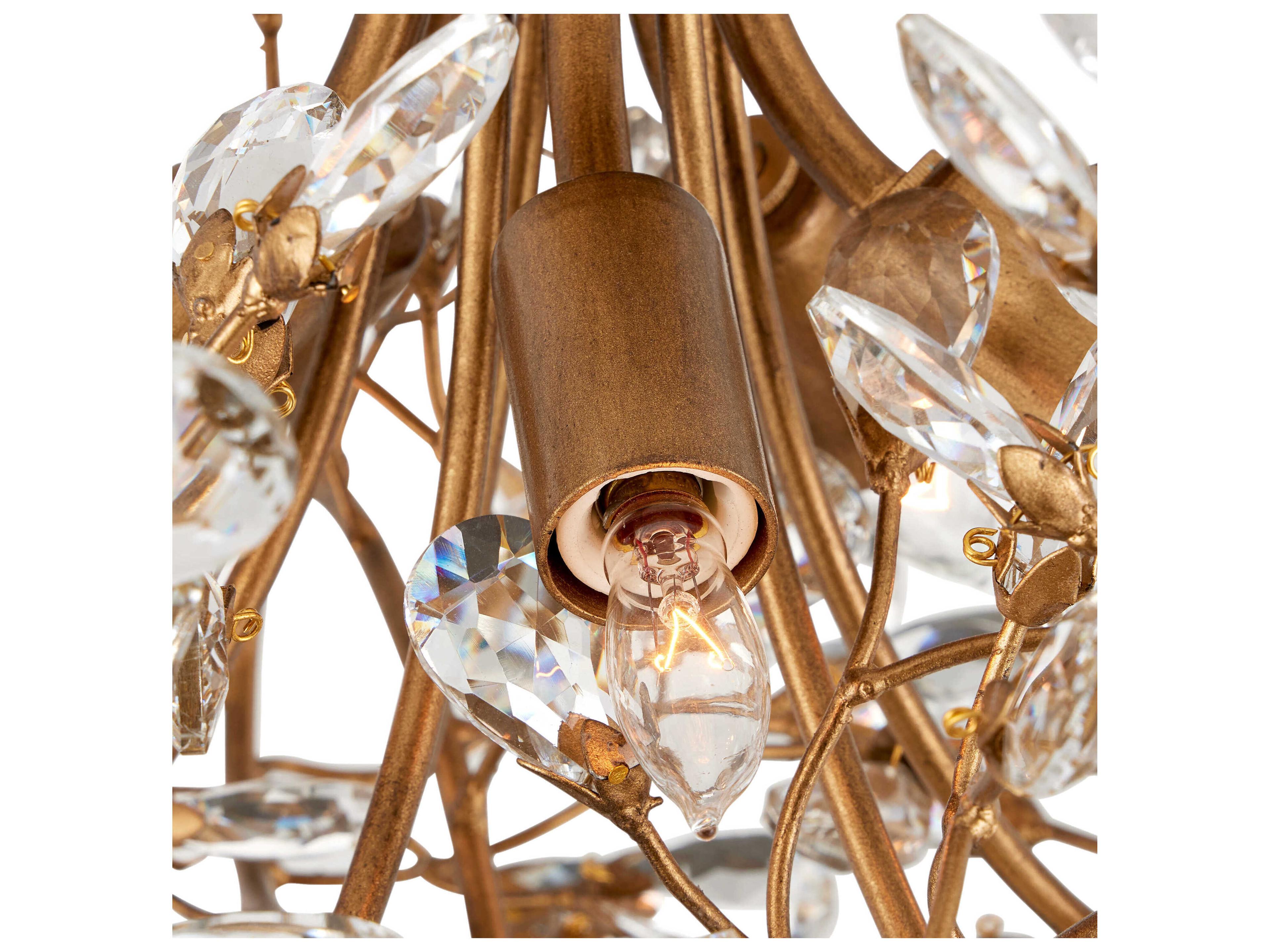 Currey & Company Crystal Bud 5-Light Clear Brass Semi Flush Mount