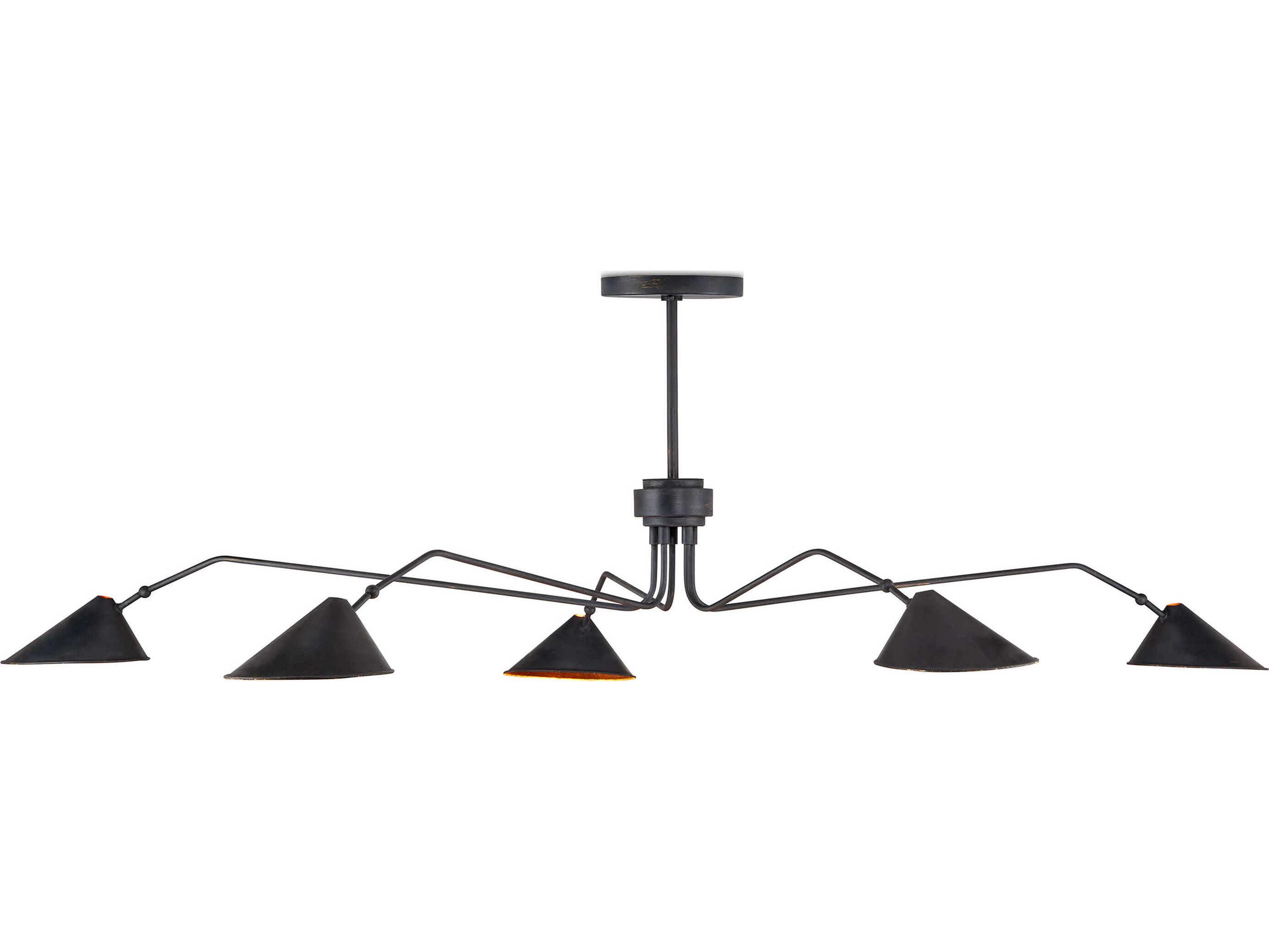 Currey & Company Serpa 5-Light French Black Gold Leaf Chandelier