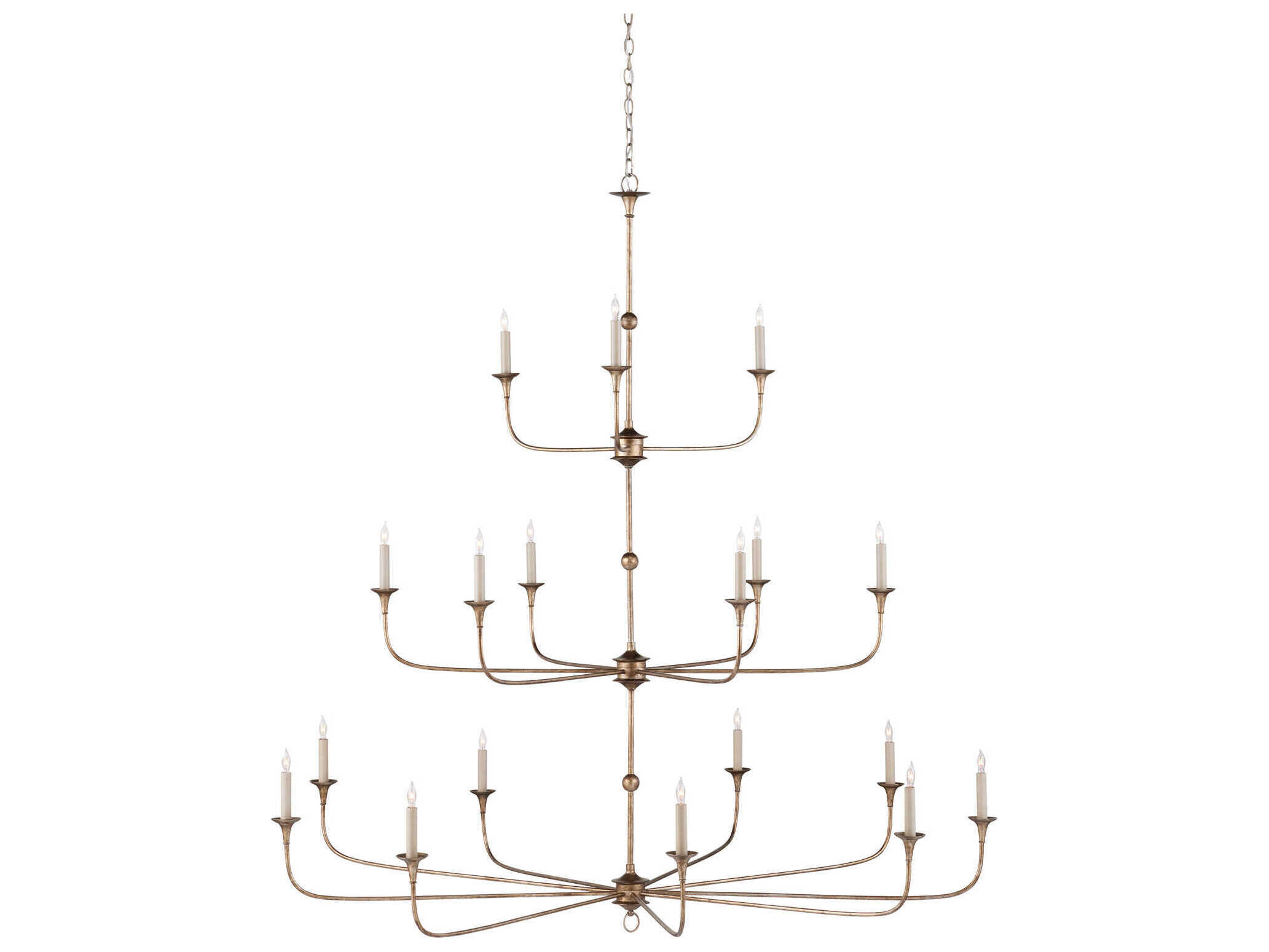 Currey & Company Nottaway 18-Light Pyrite Bronze Candelabra Tiered Chandelier