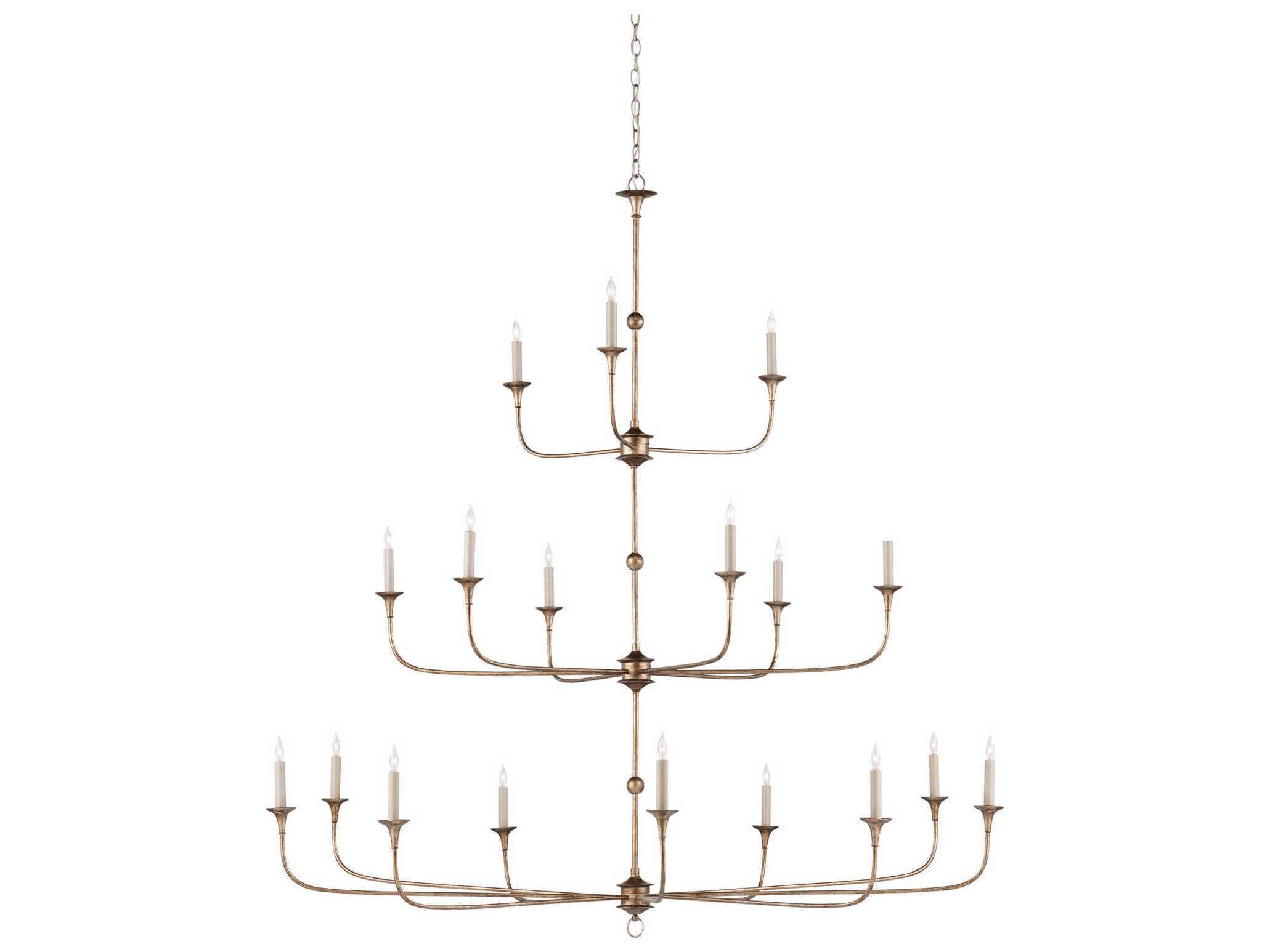 Currey & Company Nottaway 18-Light Pyrite Bronze Candelabra Tiered Chandelier