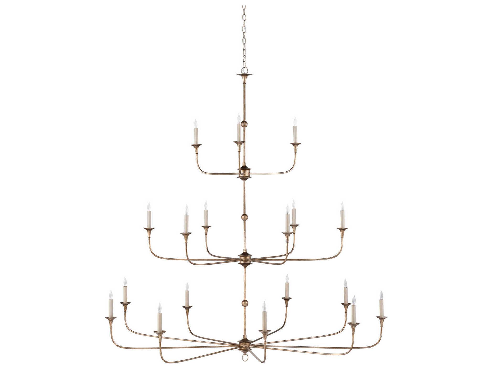Currey & Company Nottaway 18-Light Pyrite Bronze Candelabra Tiered Chandelier