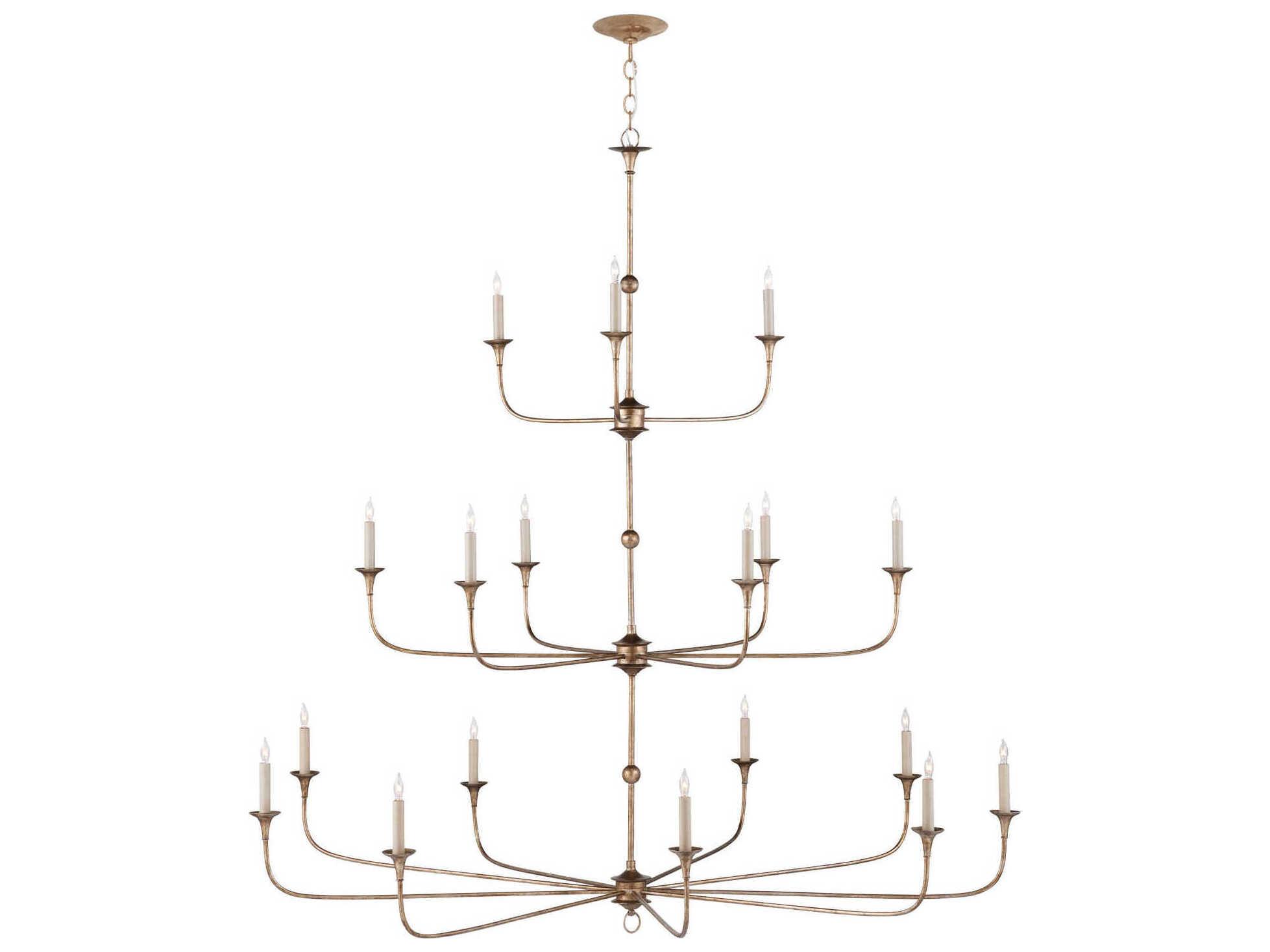 Currey & Company Nottaway 18-Light Pyrite Bronze Candelabra Tiered Chandelier