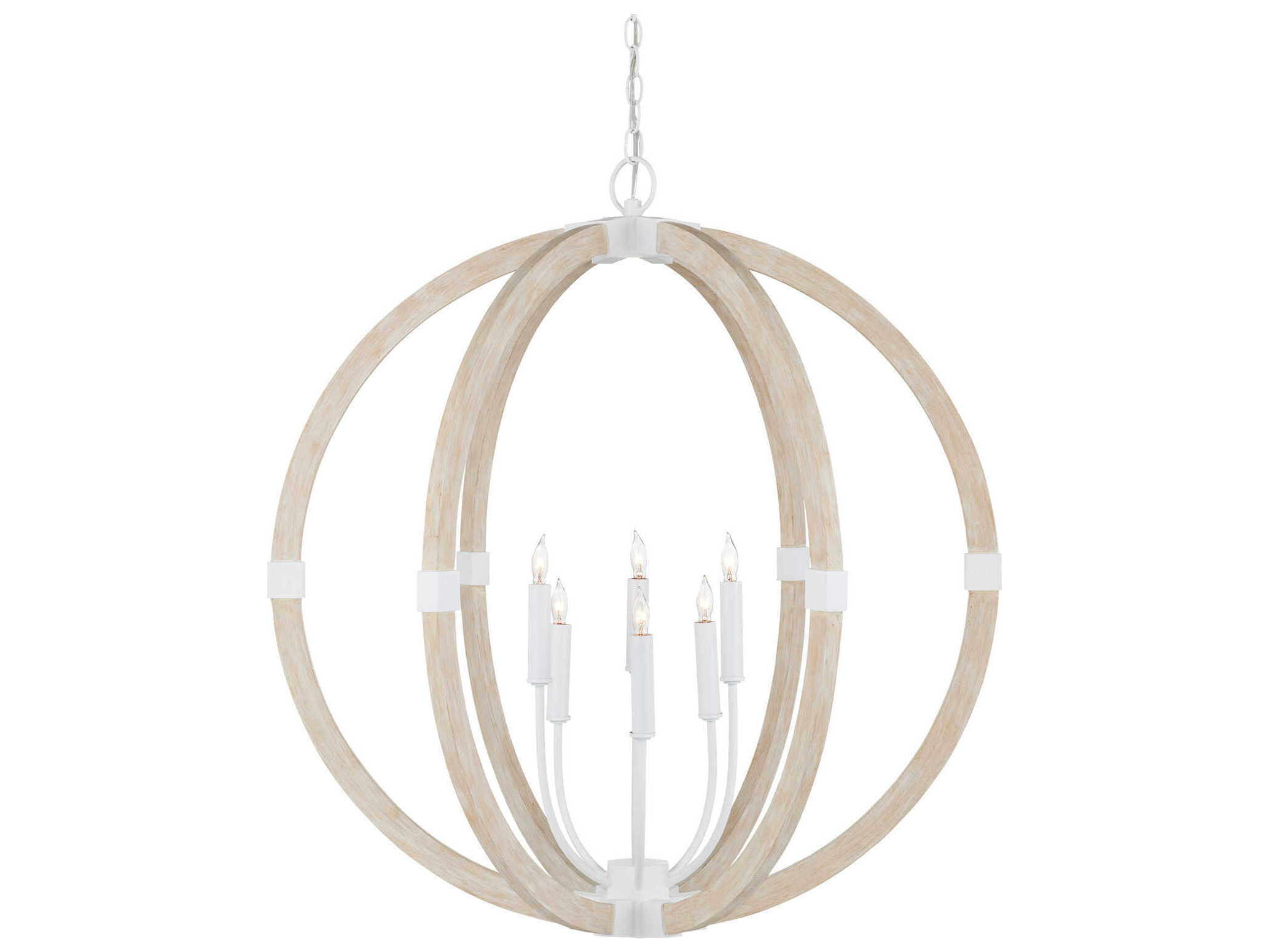 Currey & Company Bastian 6-Light Sandstone Sugar White Globe Chandelier