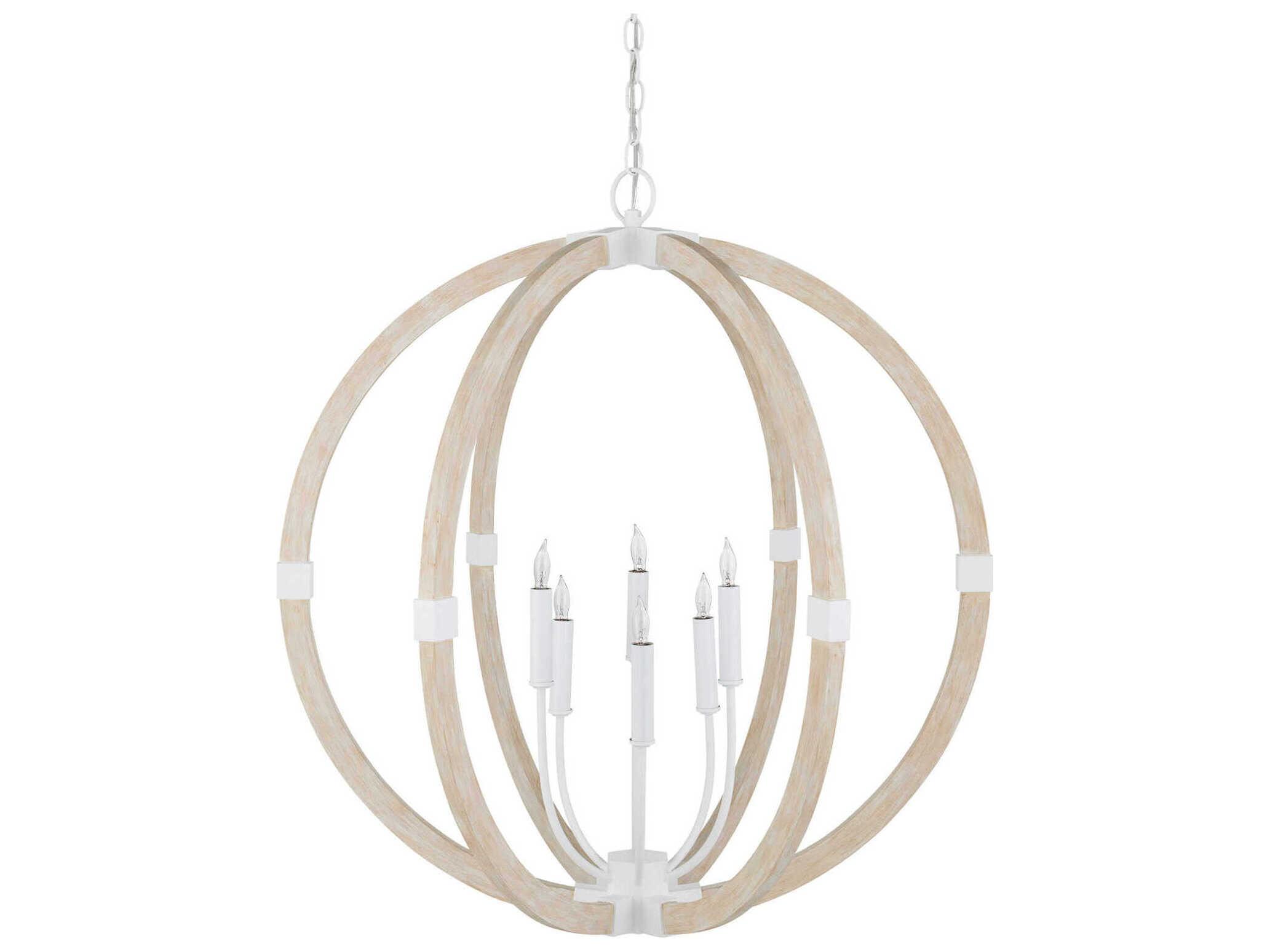 Currey & Company Bastian 6-Light Sandstone Sugar White Globe Chandelier