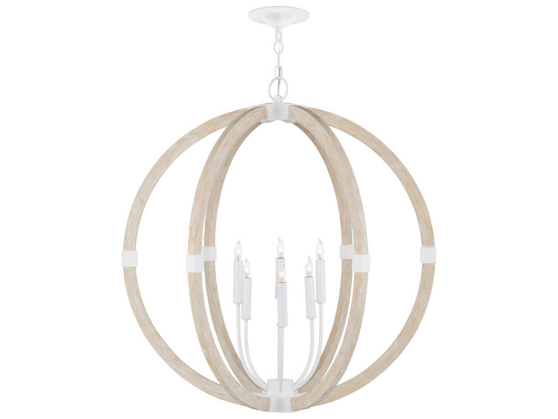 Currey & Company Bastian 6-Light Sandstone Sugar White Globe Chandelier