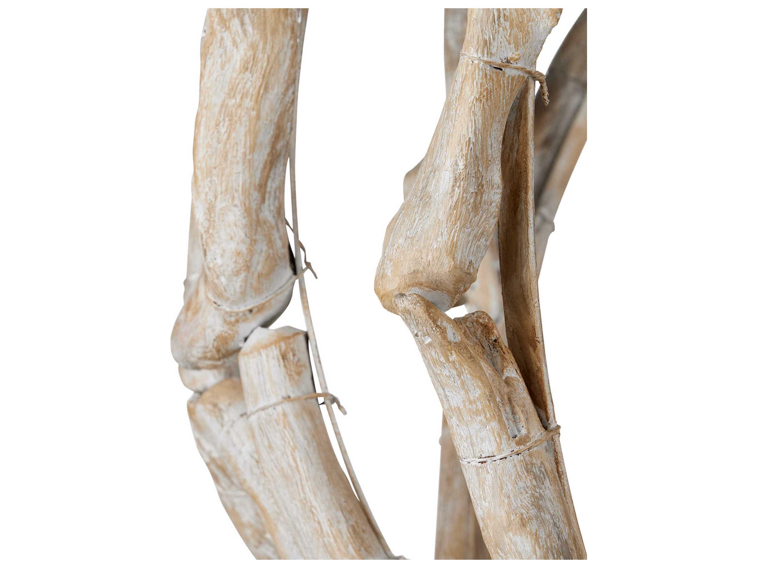 Currey & Company Driftwood 3-Light Whitewashed Driftwood Globe Chandelier