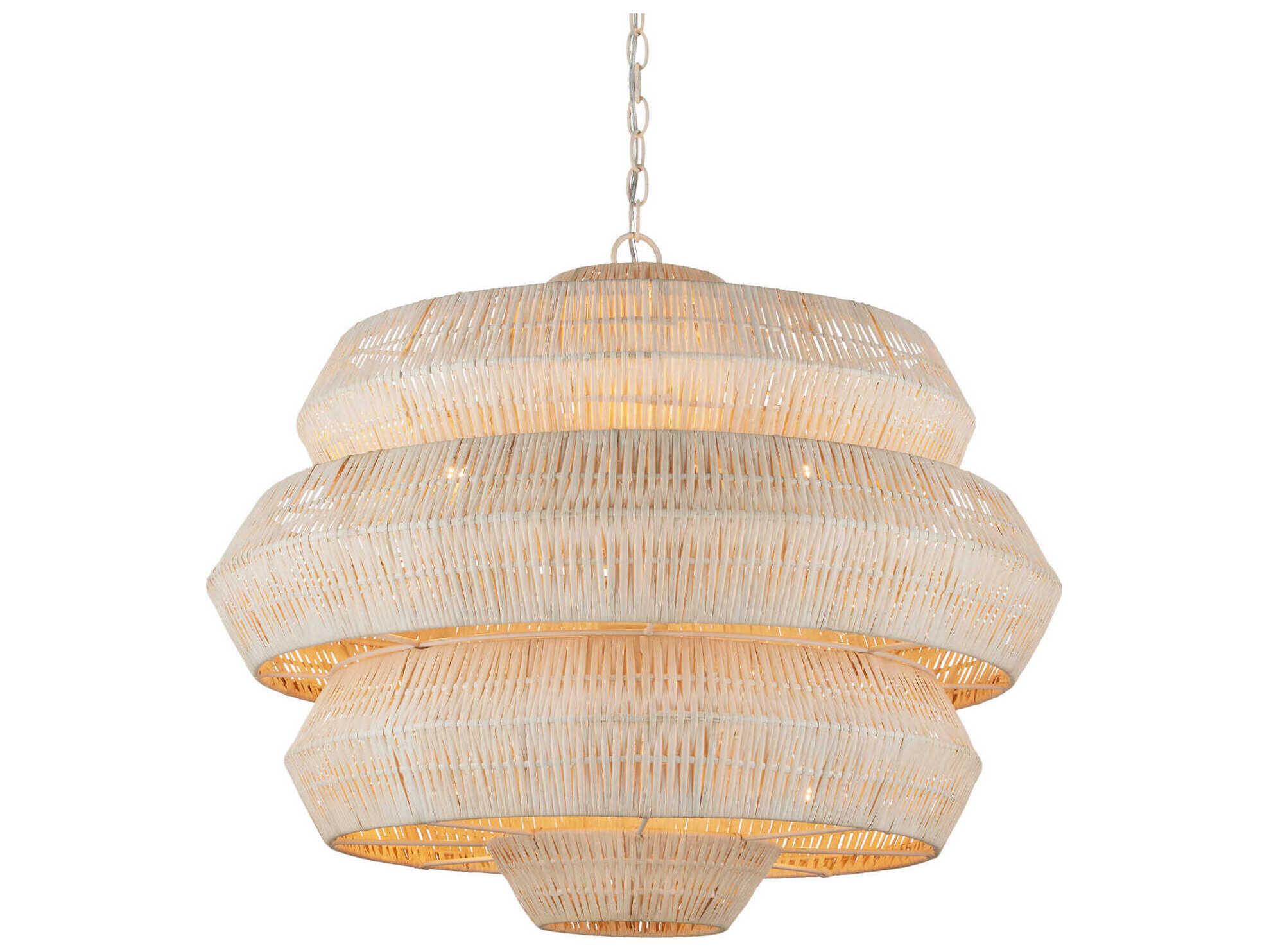 Currey & Company Antibes 9-Light Bleached Snow White Chandelier