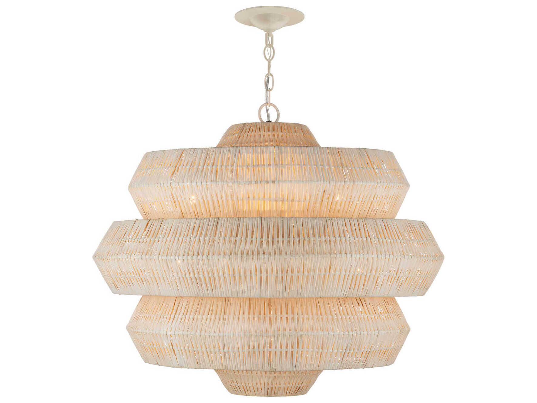 Currey & Company Antibes 9-Light Bleached Snow White Chandelier