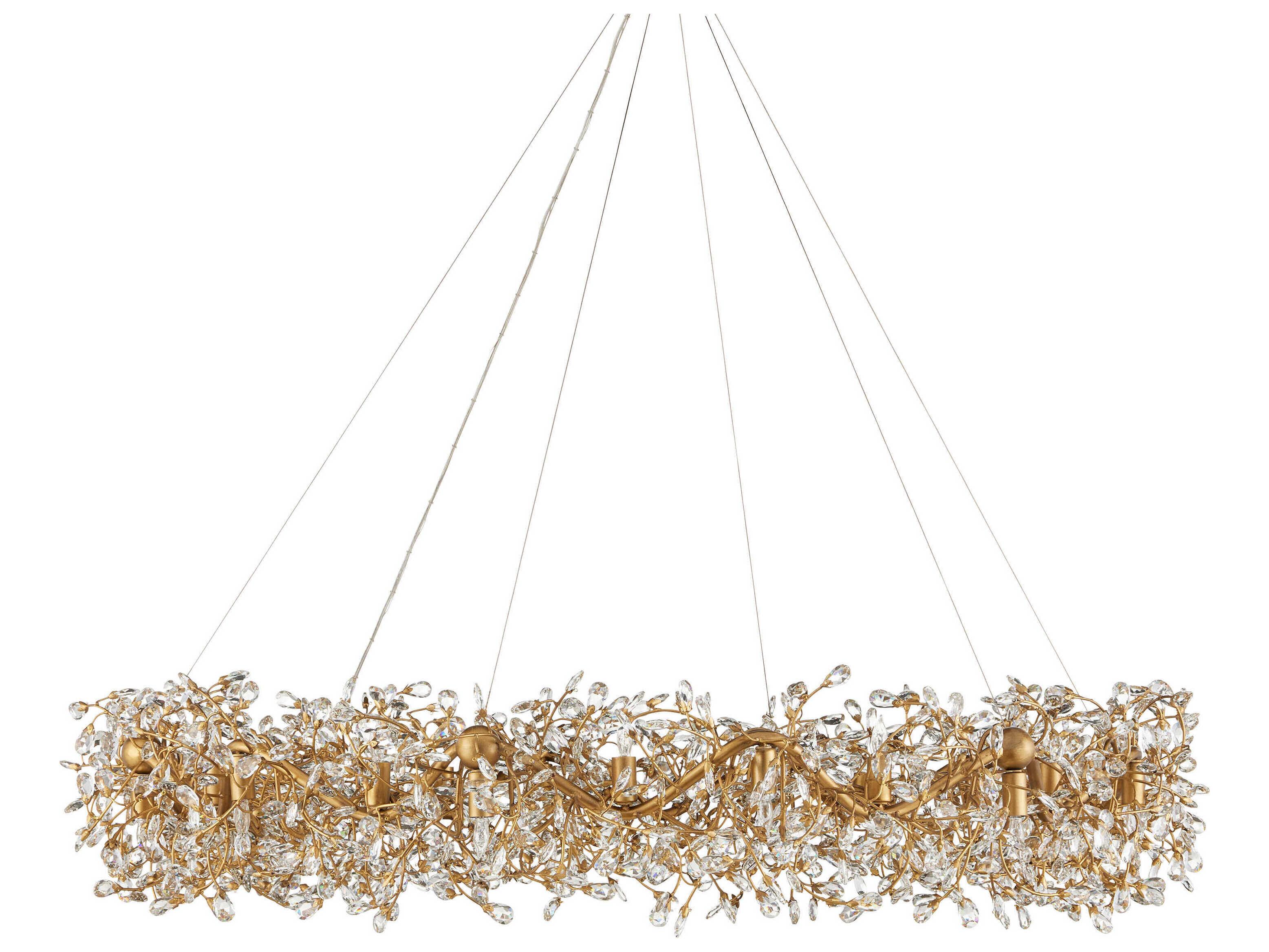 Currey & Company Crystal Bud 24-Light Clear Brass Chandelier