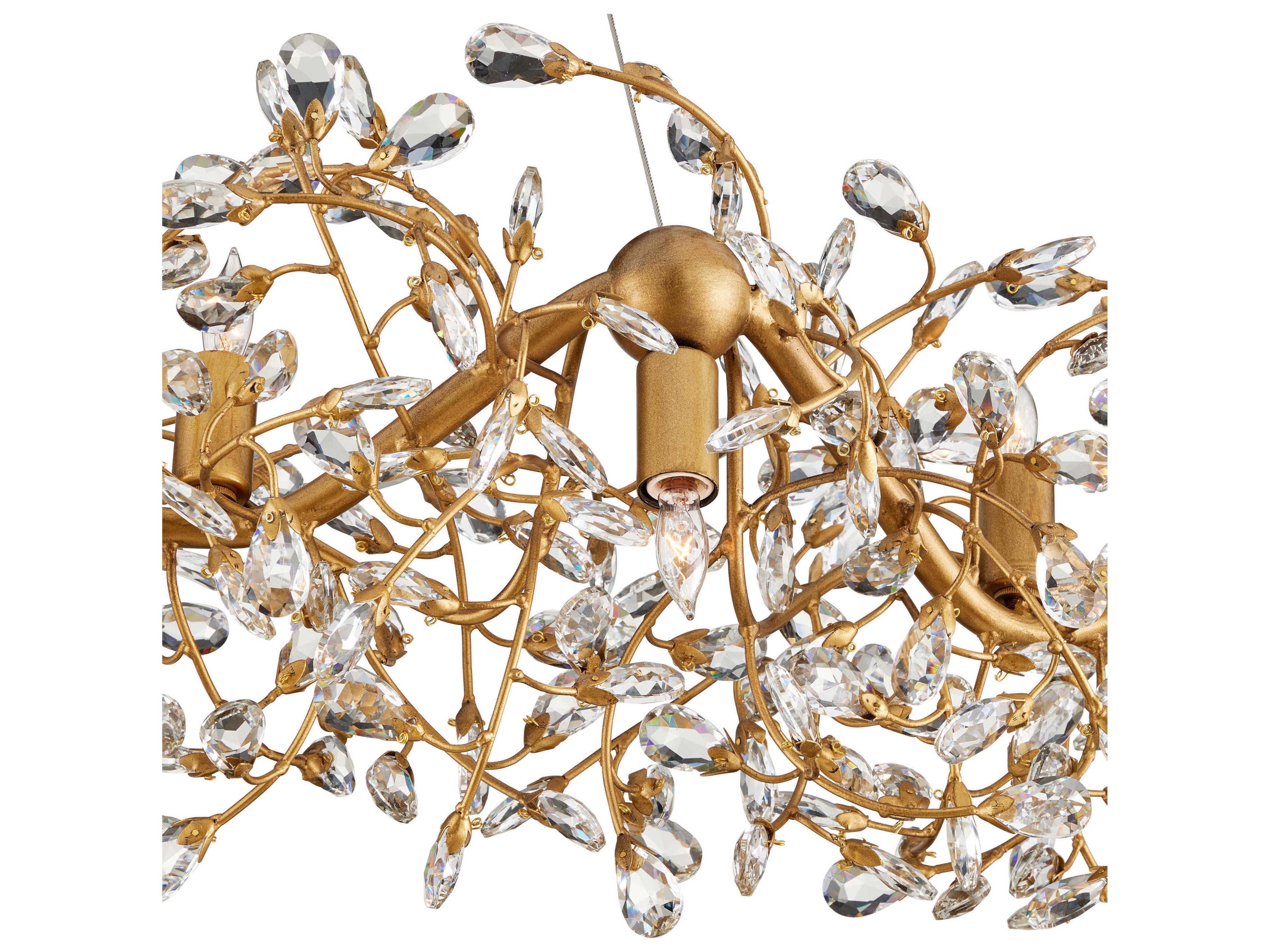 Currey & Company Crystal Bud 24-Light Clear Brass Chandelier