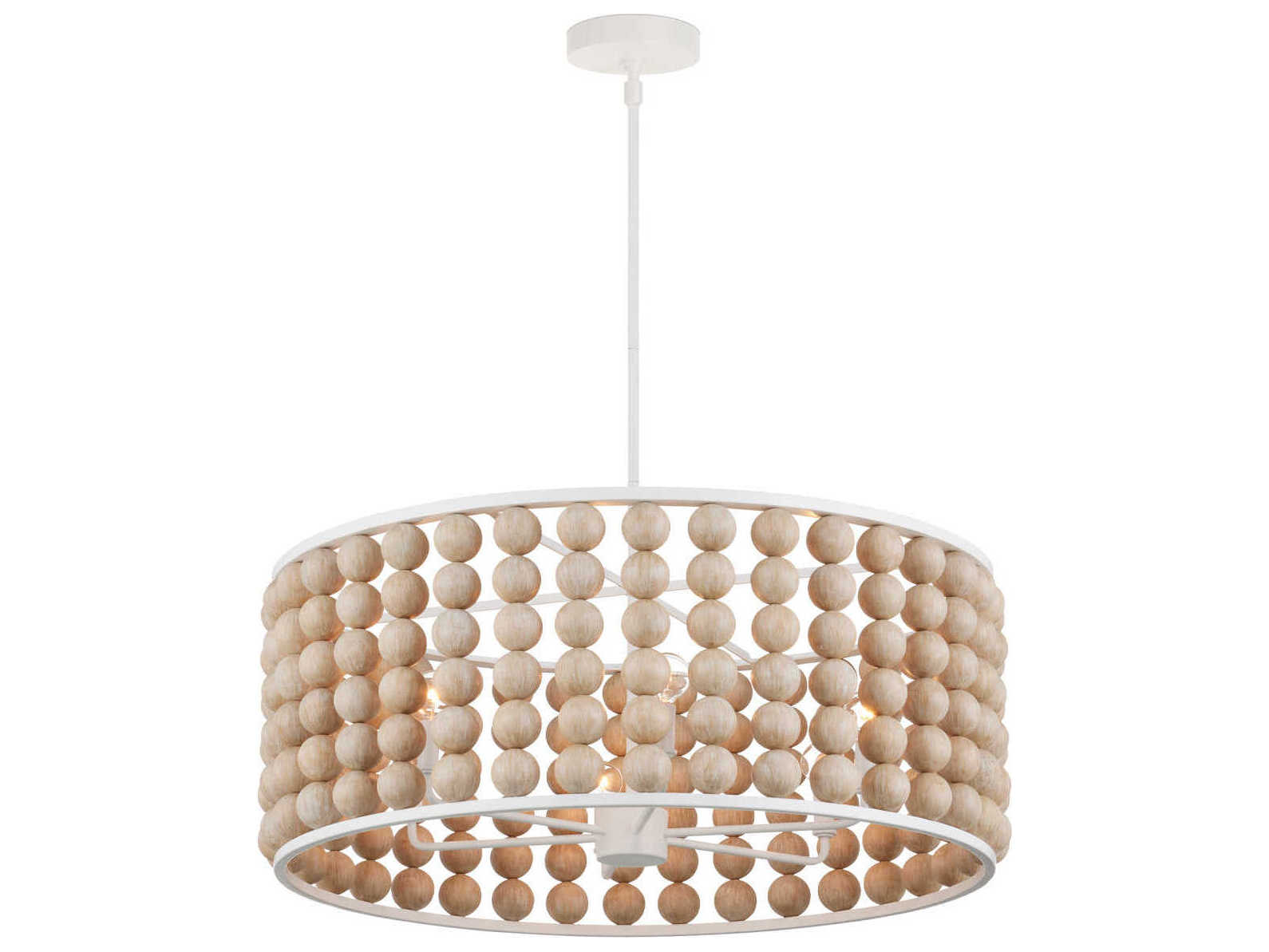 Currey & Company Holcroft 6-Light Sandstone Sugar White Drum Chandelier