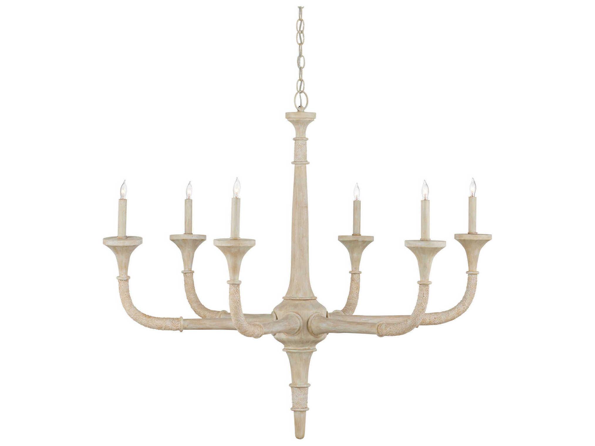 Currey & Company Aleister 6-Light Sandstone Off White Candelabra Chandelier
