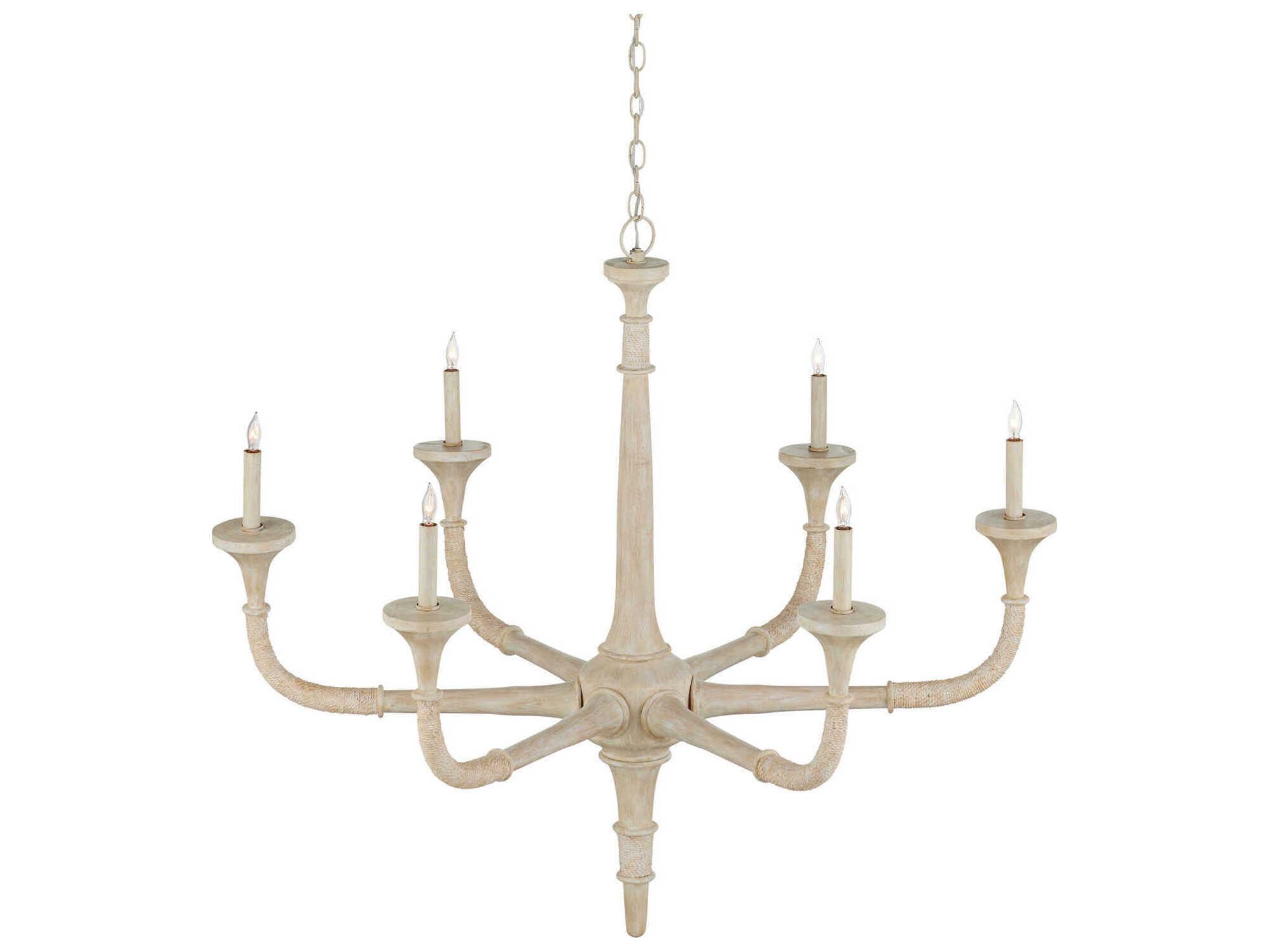 Currey & Company Aleister 6-Light Sandstone Off White Candelabra Chandelier