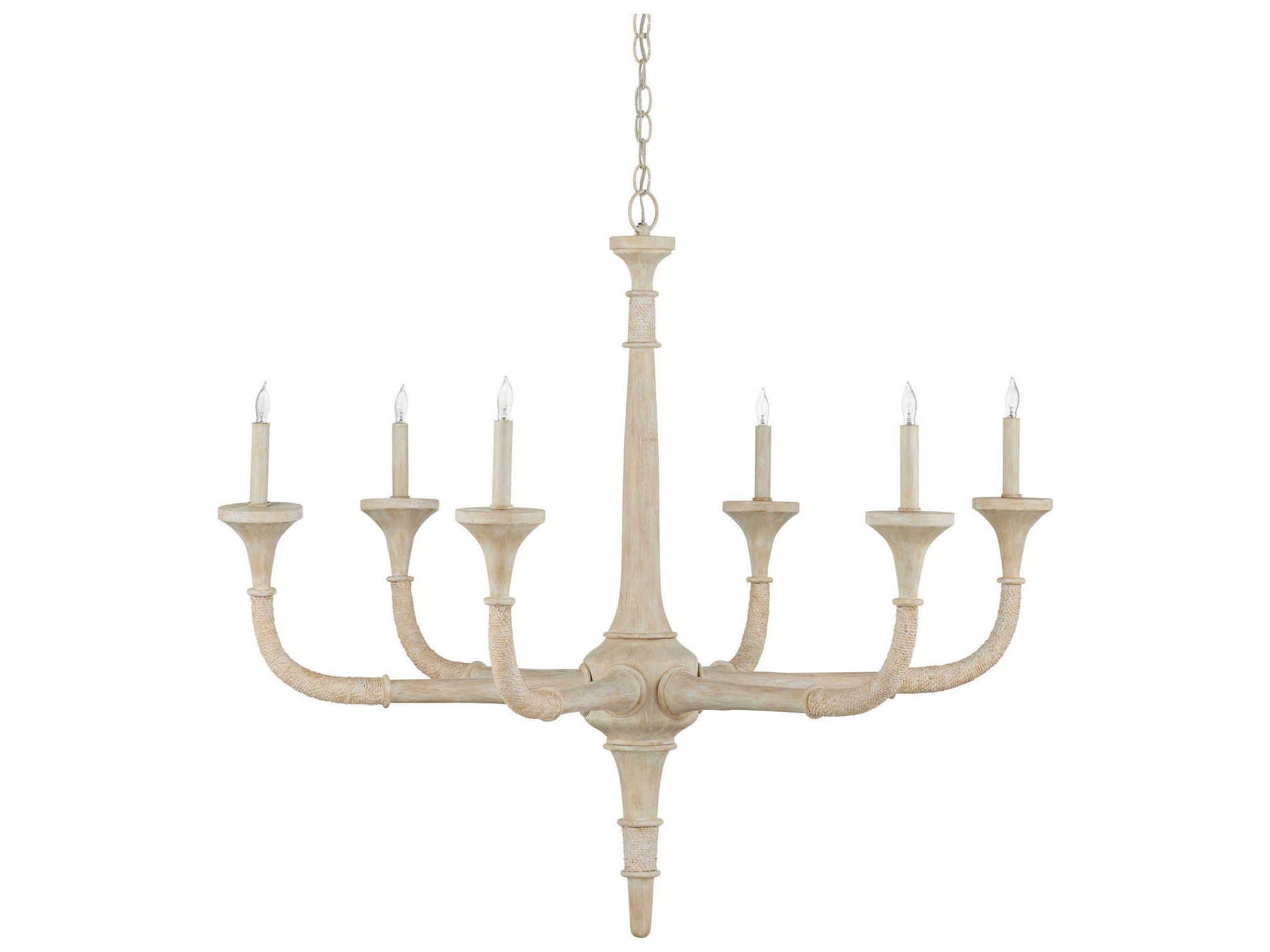 Currey & Company Aleister 6-Light Sandstone Off White Candelabra Chandelier