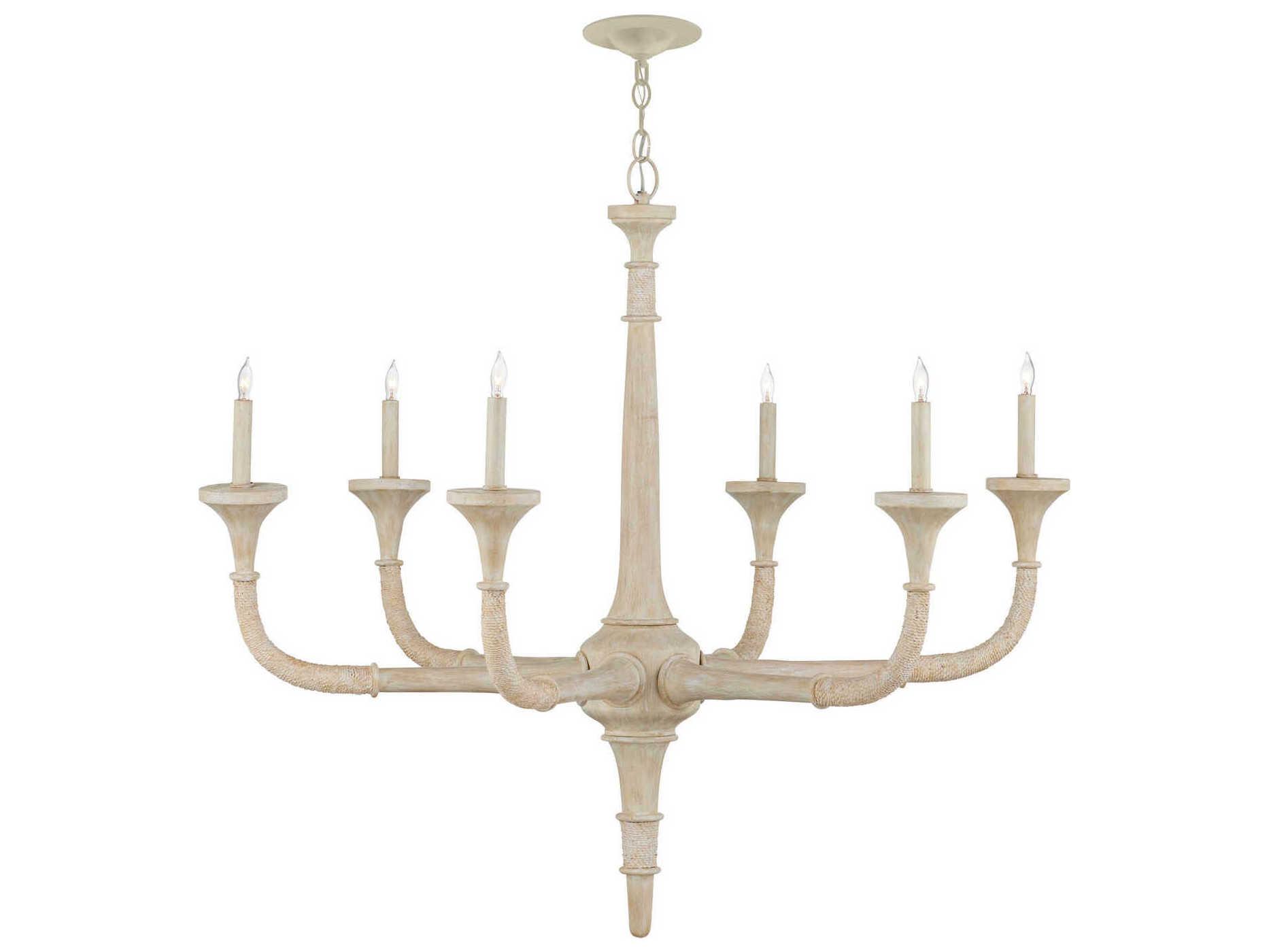 Currey & Company Aleister 6-Light Sandstone Off White Candelabra Chandelier