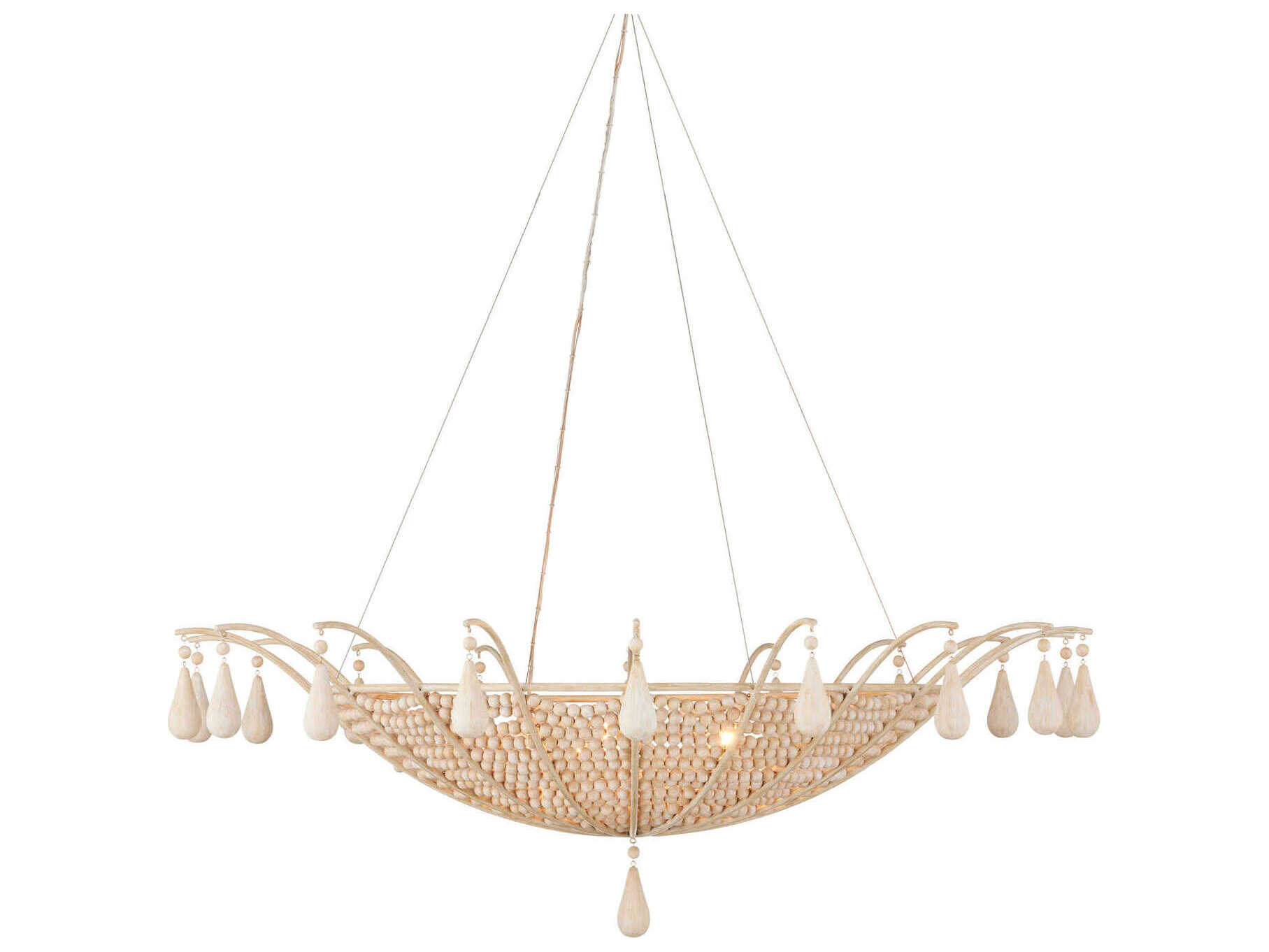 Currey & Company Korg 5-Light Sandstone Wood Bowl Chandelier
