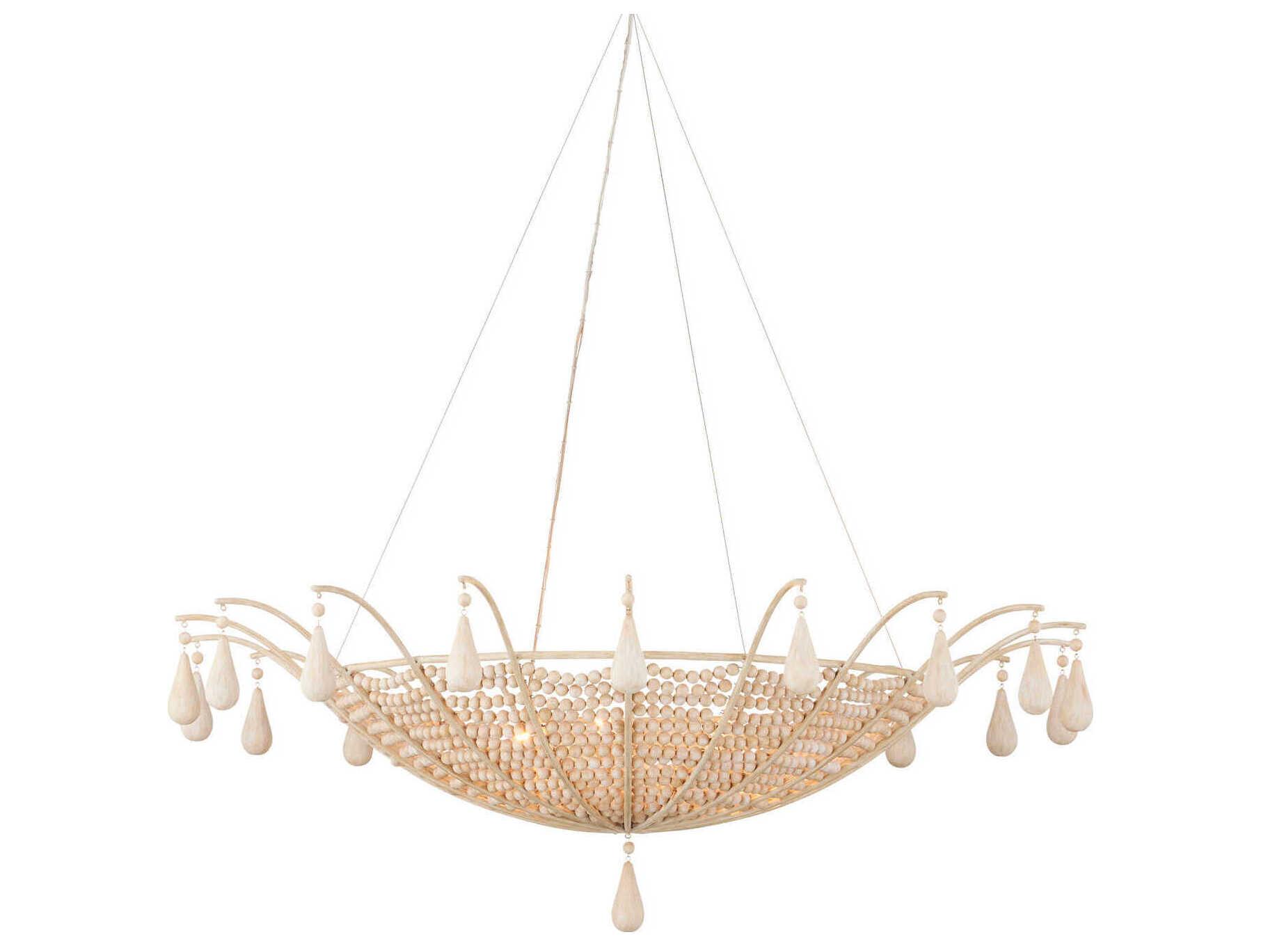 Currey & Company Korg 5-Light Sandstone Wood Bowl Chandelier