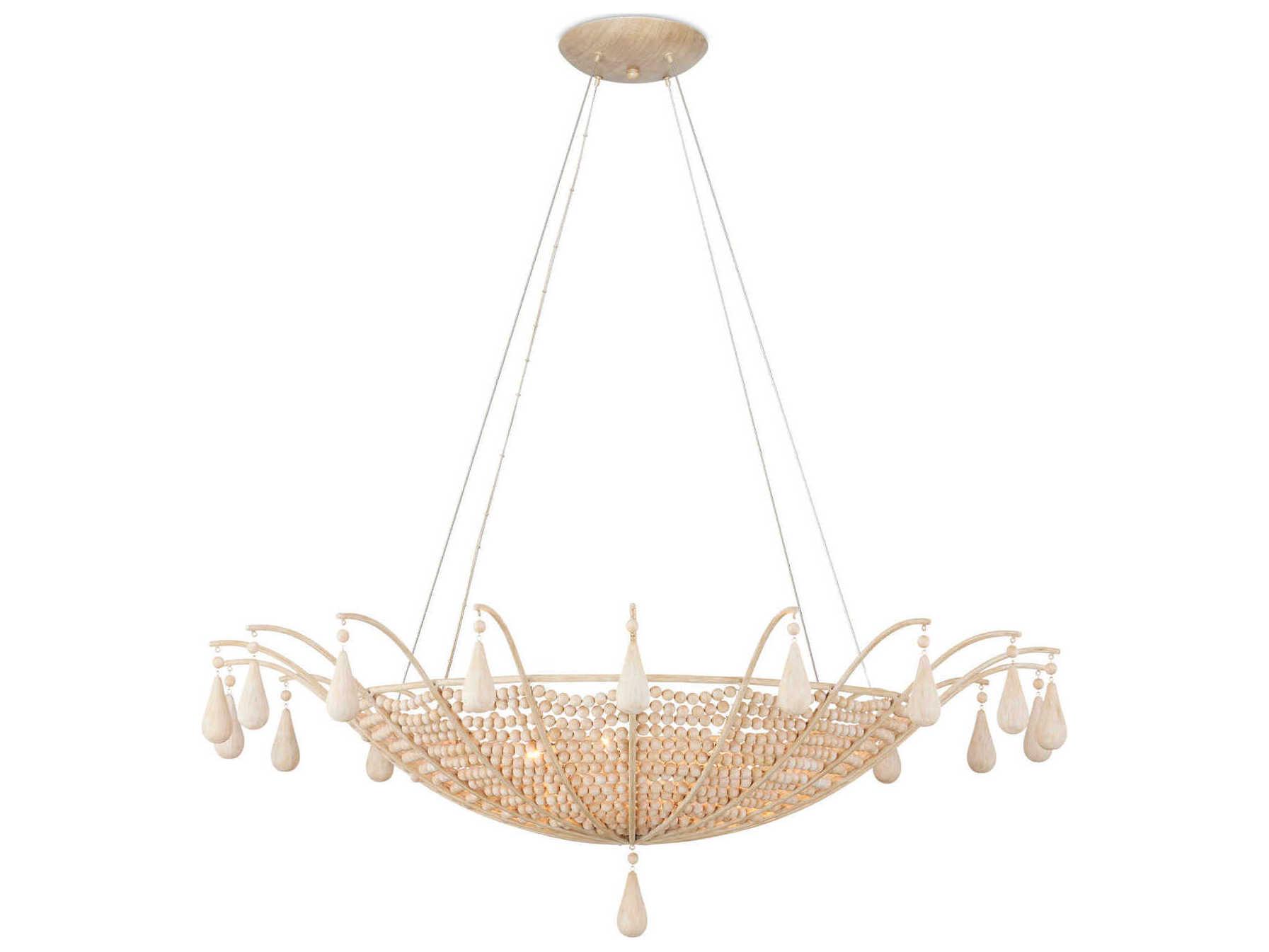 Currey & Company Korg 5-Light Sandstone Wood Bowl Chandelier