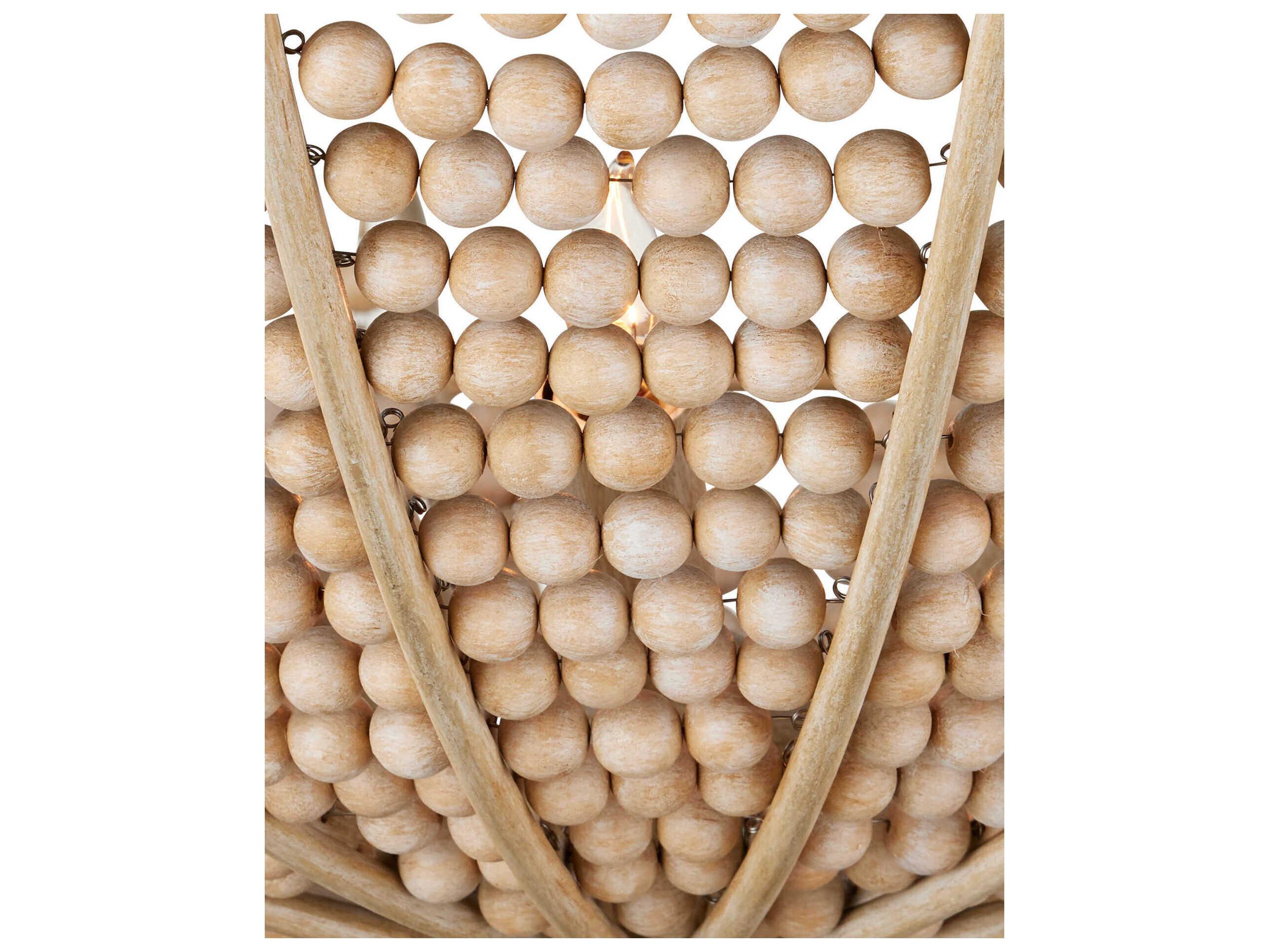 Currey & Company Korg 5-Light Sandstone Wood Bowl Chandelier