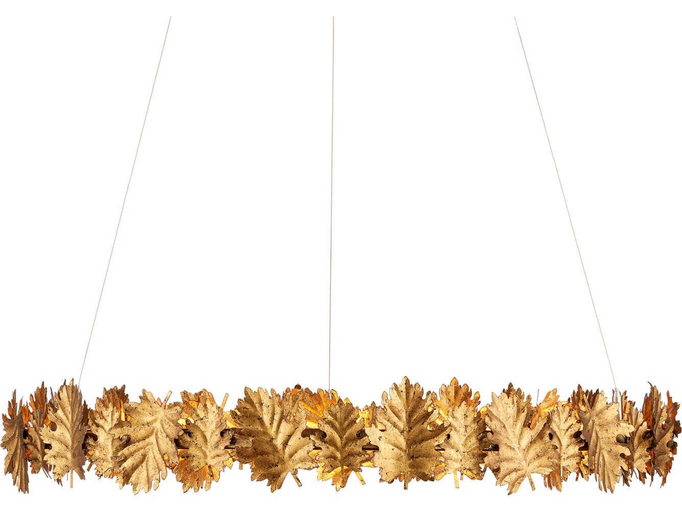 Currey & Company English 1-Light Gold Leaf Round Pendant