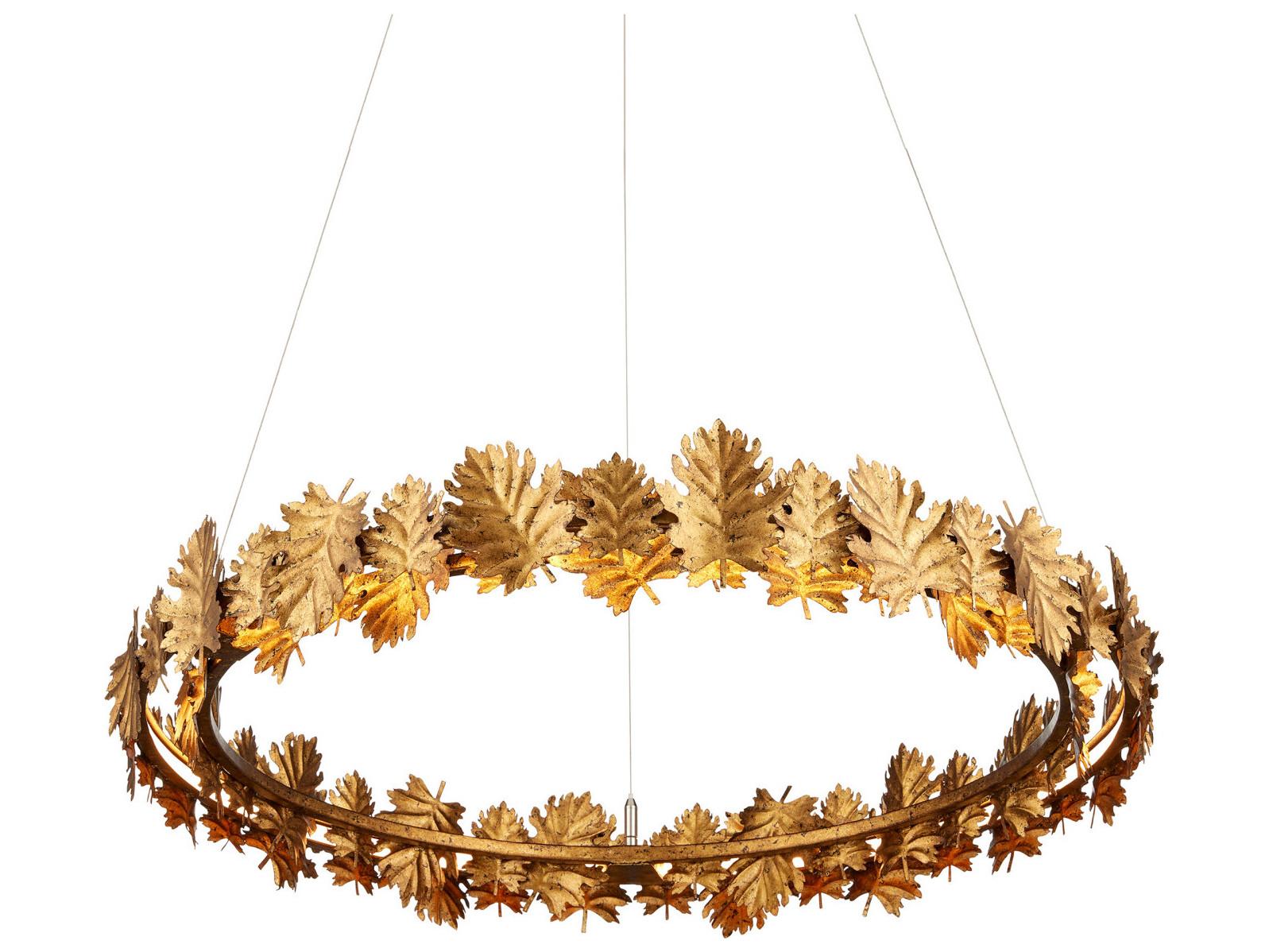 Currey & Company English 1-Light Gold Leaf Round Pendant