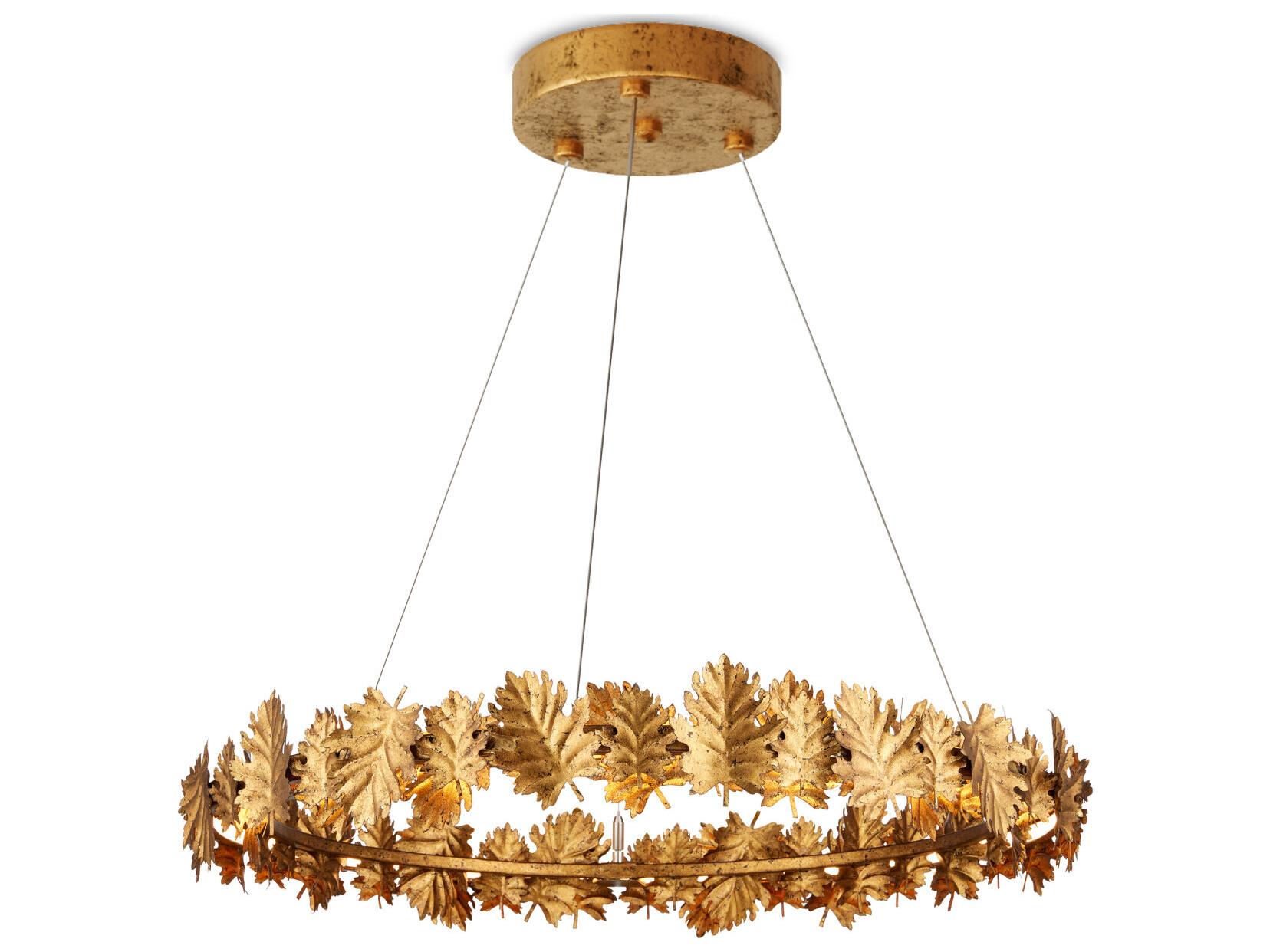 Currey & Company English 1-Light Gold Leaf Round Pendant