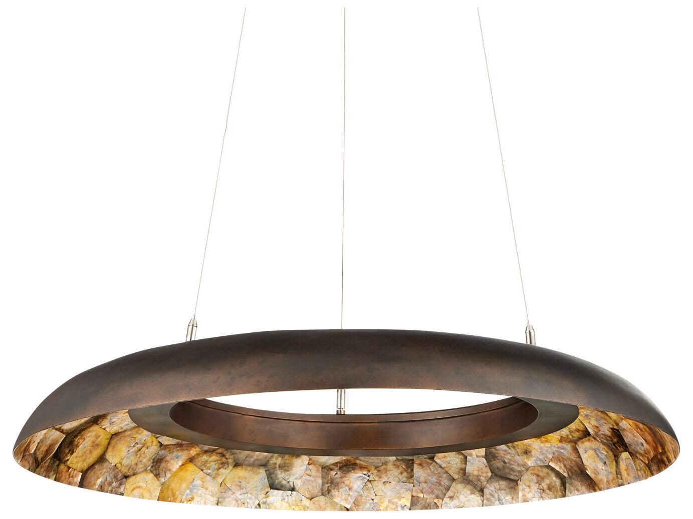 Currey & Company Tairagai 1-Light Natural Bronze Gold Round Pendant