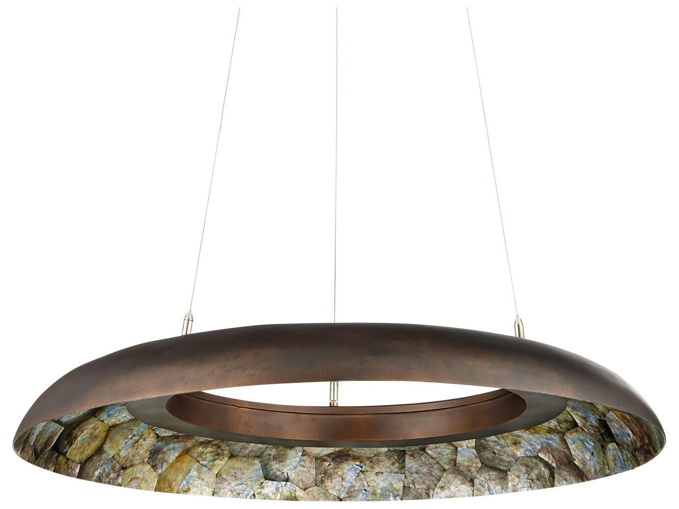 Currey & Company Tairagai 1-Light Natural Bronze Gold Round Pendant