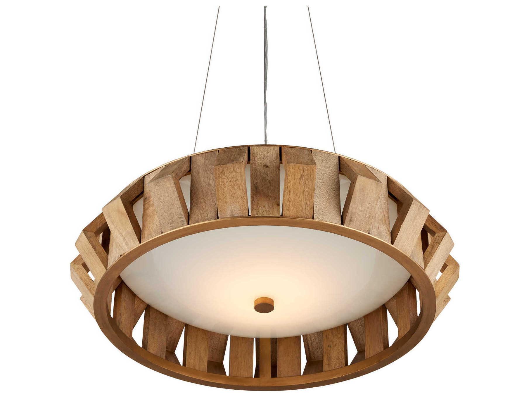 Currey & Company Plunge 1-Light Toffee Brass White Round Pendant