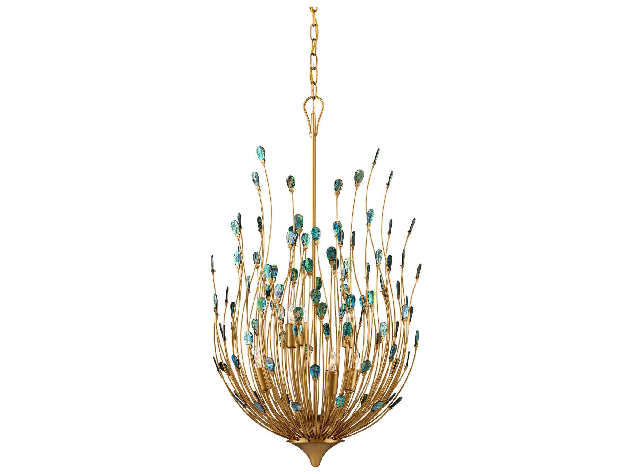 Currey & Company Delphos 6-Light Contemporary Gold Natural Chandelier